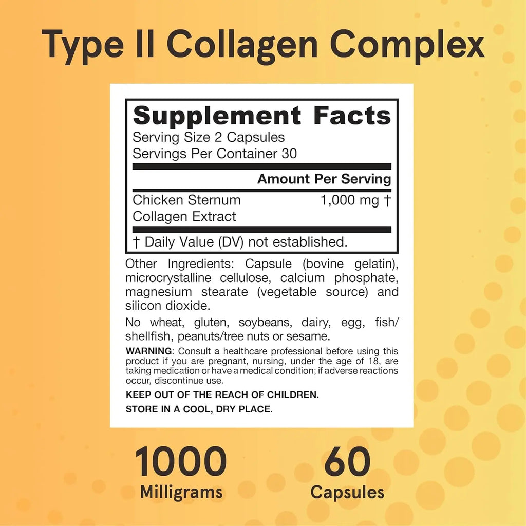 Jarrow's Type II Collagen Complex (Type 2 Collagen), 60 Capsules, Lab-Tested - AB Mystery
