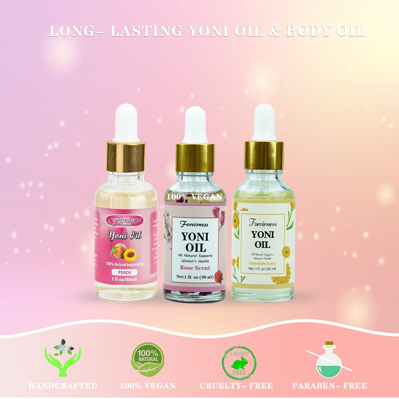 3 Packs Natural Yoni Oil Feminine Wash Ph Balanced for Women, Eliminates Vaginal Odor - AB Mystery