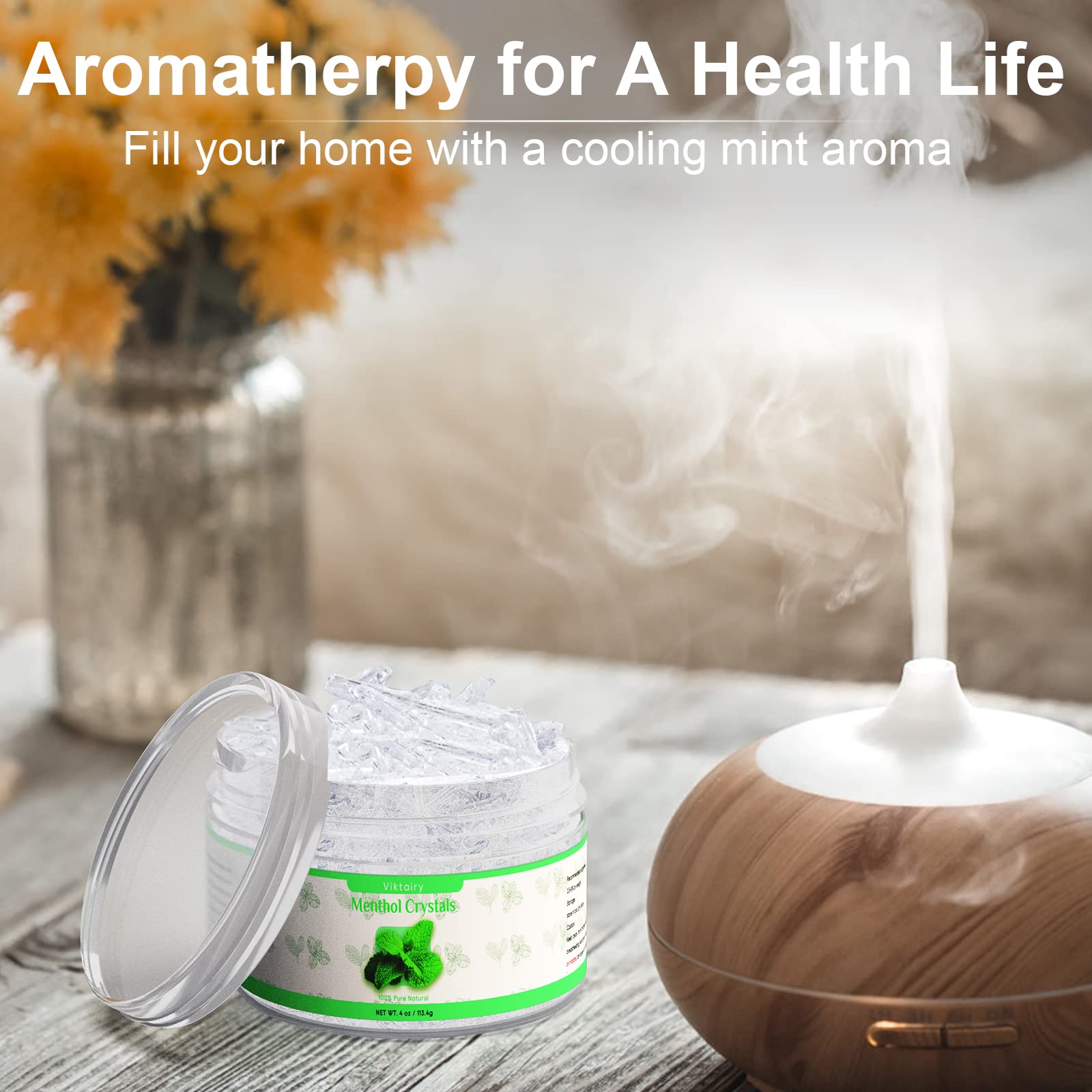 Viktairy Menthol Crystals 2 oz, 100% Pure Organic Mint Crystals | Great for Making Shower Steamers - AB Mystery