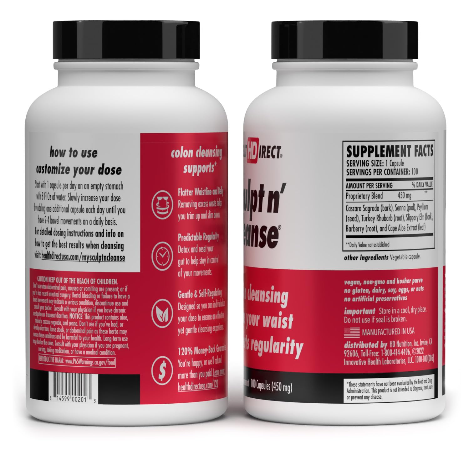 HEALTH DIRECT Sculpt n' Cleanse - Herbal Colon Cleanse for Digestive Health & Regularity - AB Mystery