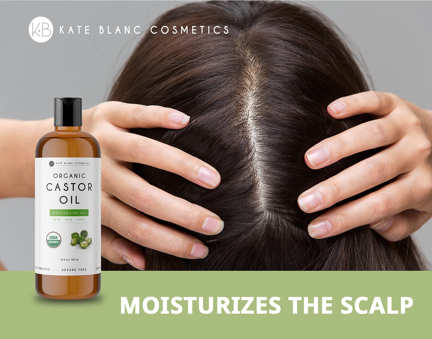 Kate Blanc Cosmetics Castor Oil 16oz - USDA Certified Organic. Cold-Pressed, 100% Pure - AB Mystery