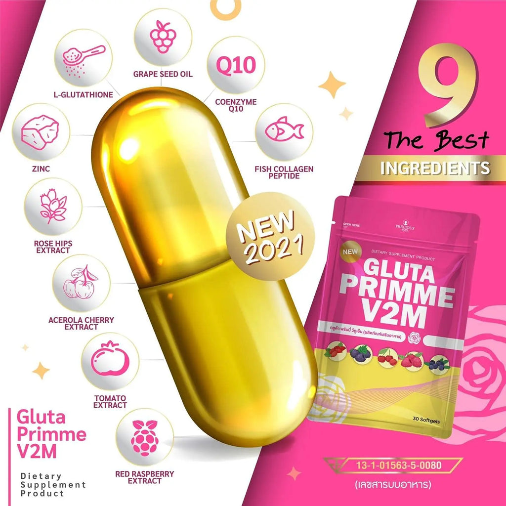 Gluta Prime Super Skin Supplement for Women Authentic 30 Capsule Gluta Prime L - AB Mystery