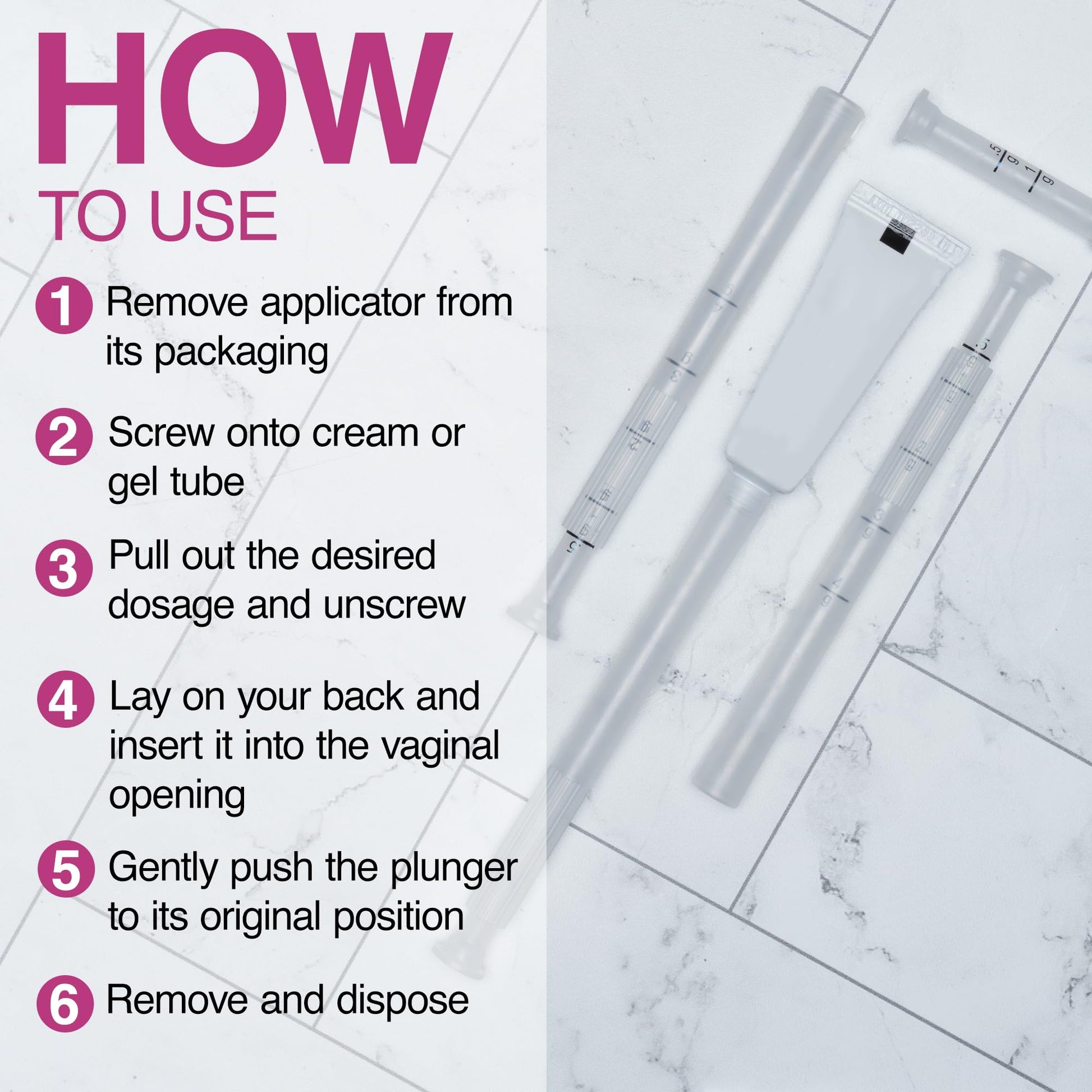 Flextiva Disposable Plastic Vaginal Cream Applicators - Threaded End to Fit OTC Gel or Cream Products - AB Mystery