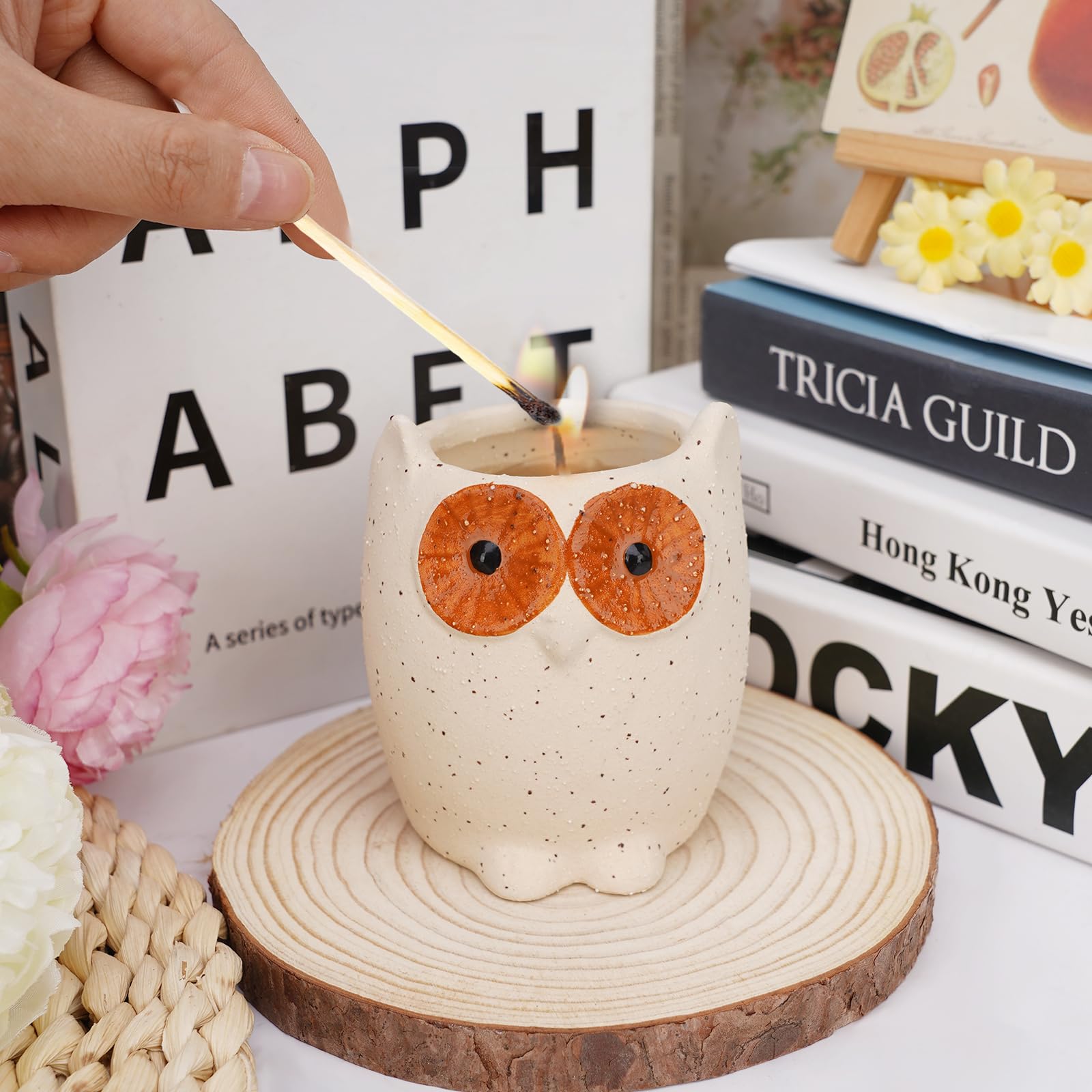 ETAKISH Lavender Scented Candle Gifts for Women, Cute Owl Highly Scented Aromatherapy Candle - AB Mystery