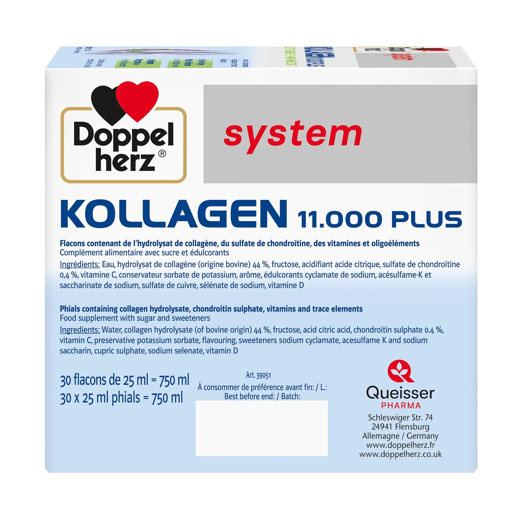 Doppelherz - Kollagen 11000 Plus - Collagen hydrolysate, chondroitin Sulphate, Vitamins C and D and Trace Elements - for Bones, cartilages and tendons - Wild Berry Flavour Liquid- 30 Bottles of 25ml - AB Mystery