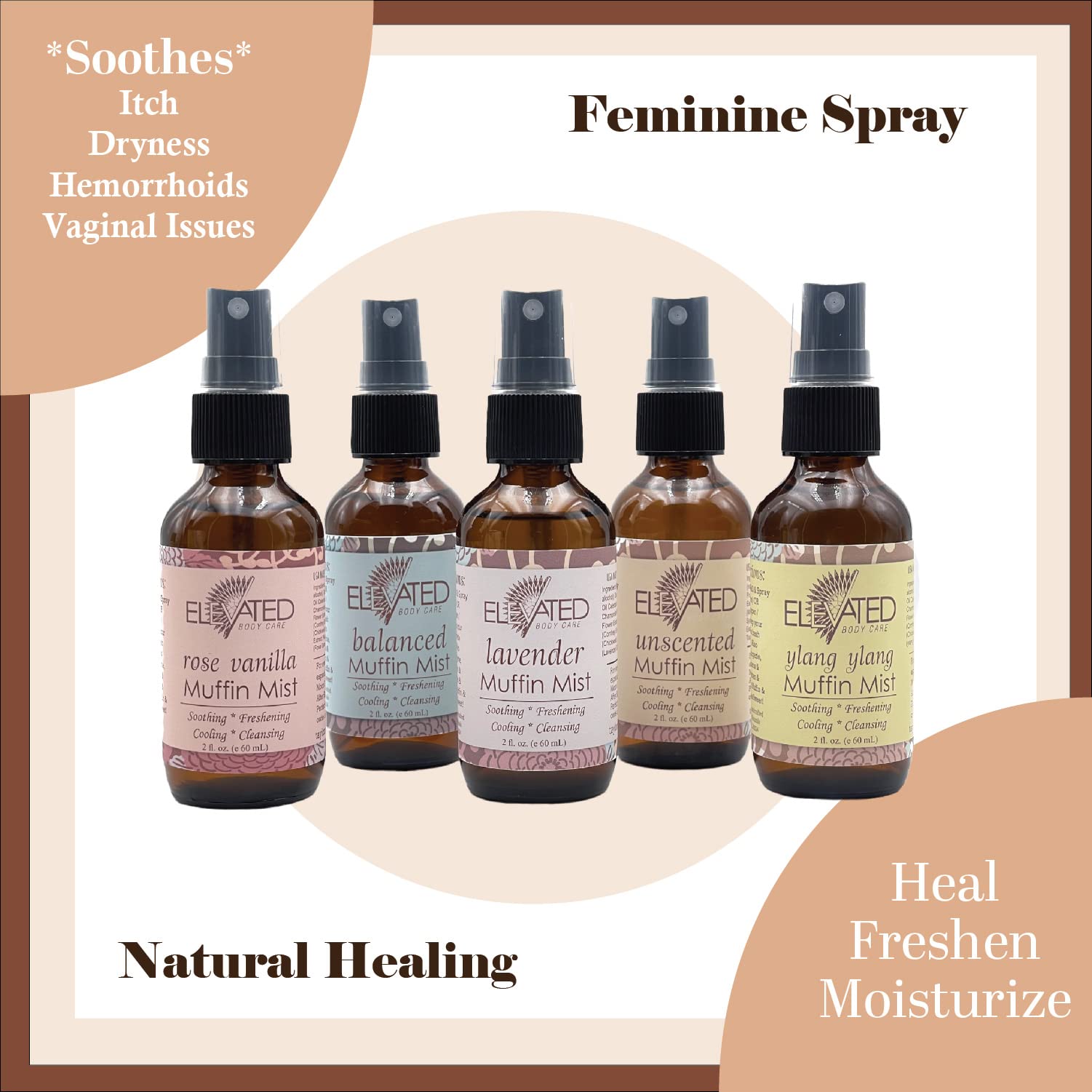 ELEVATED Muffin Mist – Organic Natural Feminine Spray| 5 Scents | Yoni Oil | Vegan | Herbal Infused Oil - AB Mystery