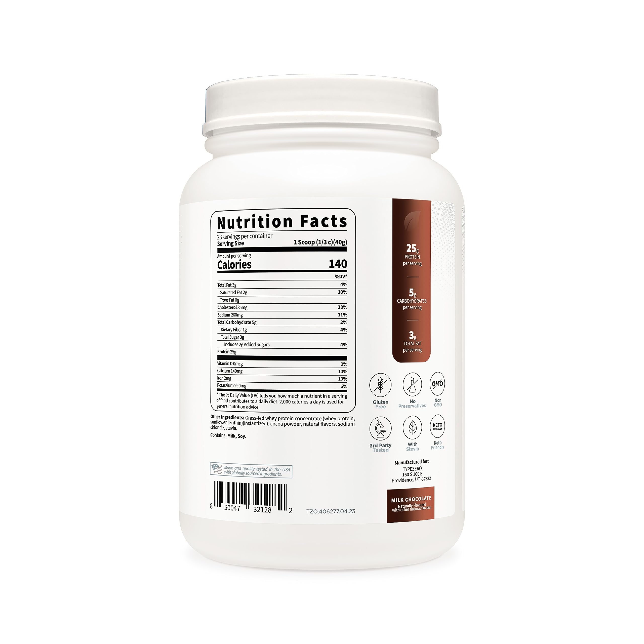 Type Zero Grass Fed Whey Protein Concentrate Powder (Chocolate, 2LBS) - Gluten Free - AB Mystery