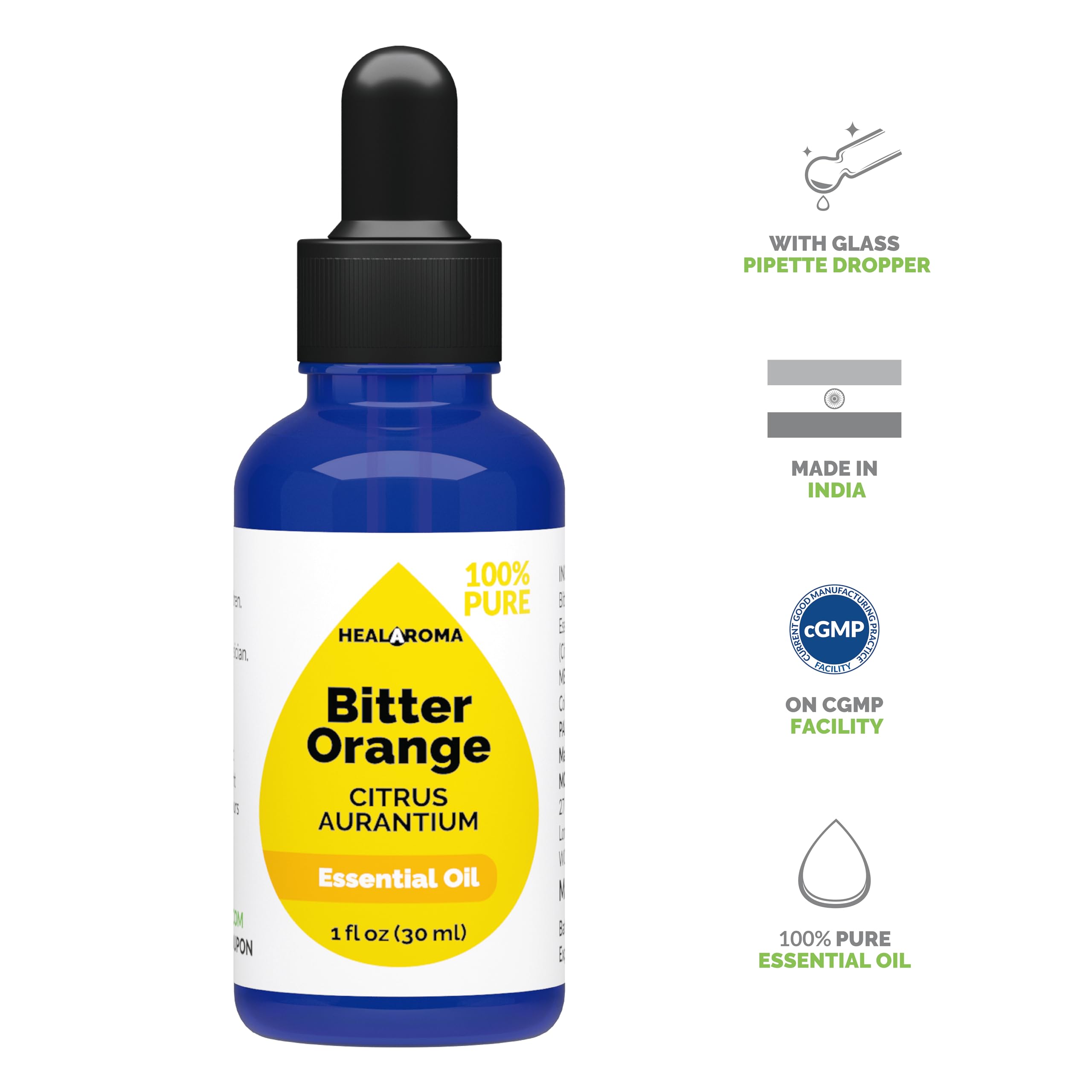 Bitter Orange Essential Oil 30 ml - 1 oz - Pure & Natural - with Pipette Dropper - AB Mystery