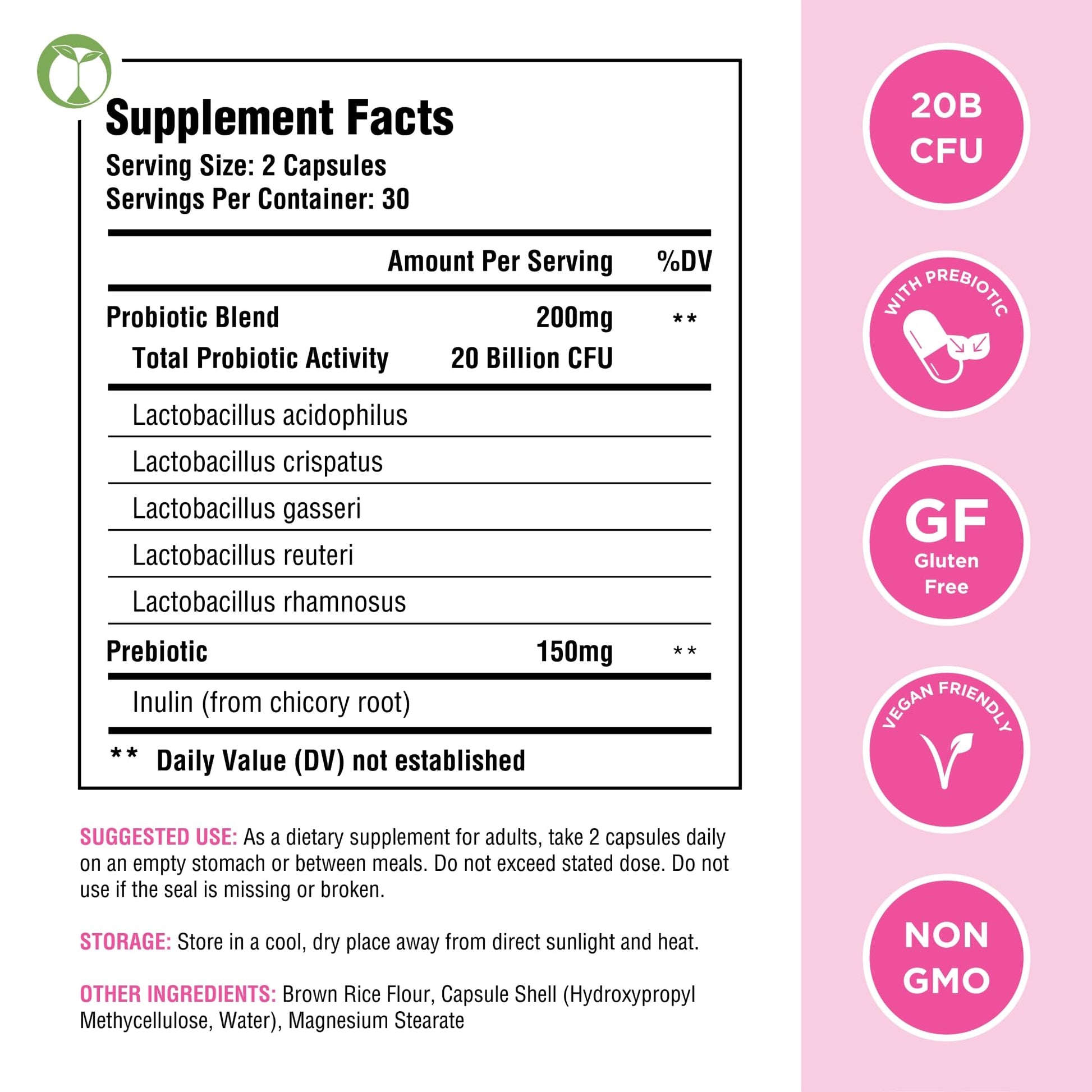 Vaginal Probiotics for Womens Health 20 Billion CFU | PH Balance & Vaginigal Odor Support 60 Capsules - AB Mystery