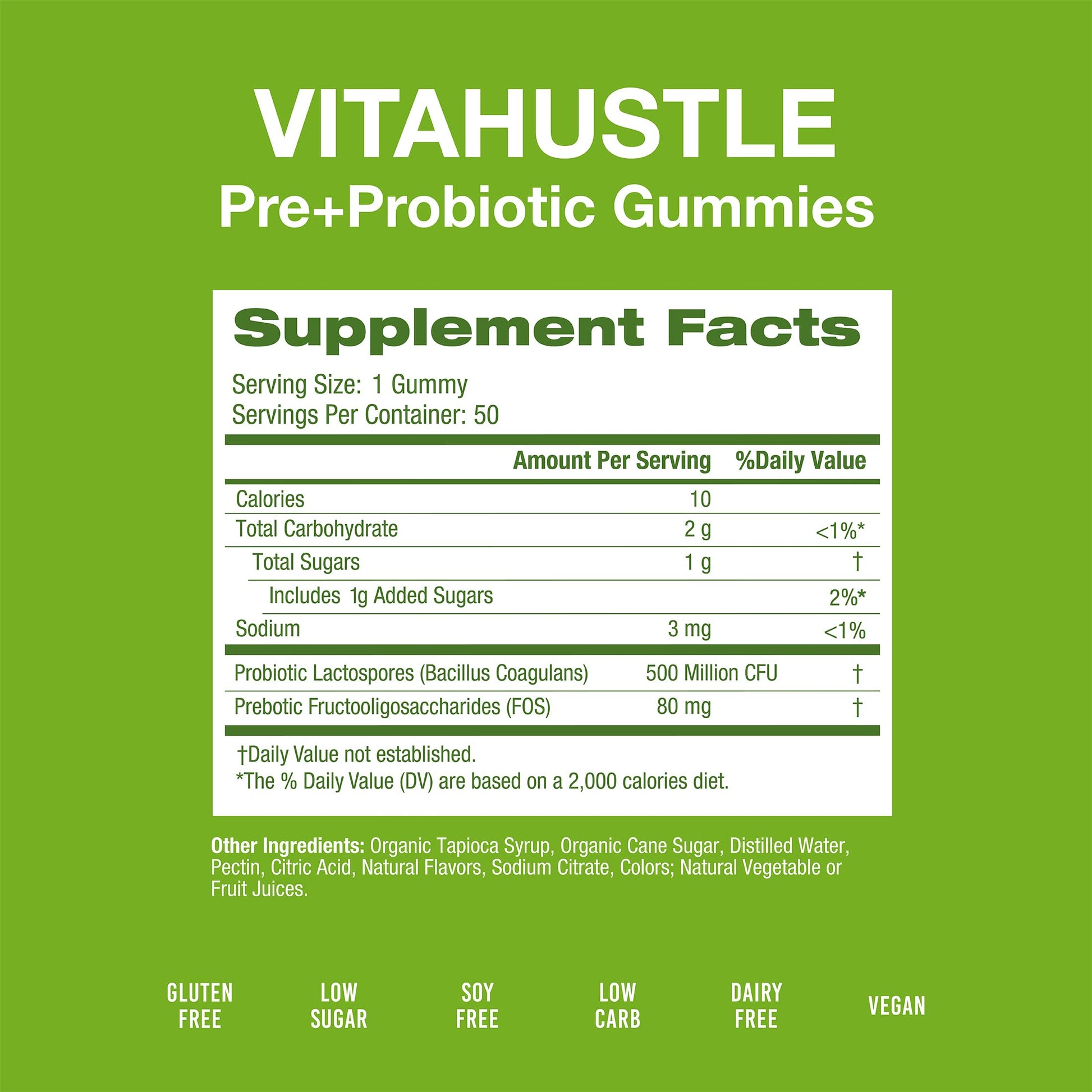 VitaHustle Probiotic Gummies + Prebiotics by Kevin Hart with Chicory Root Inulin Fiber - AB Mystery