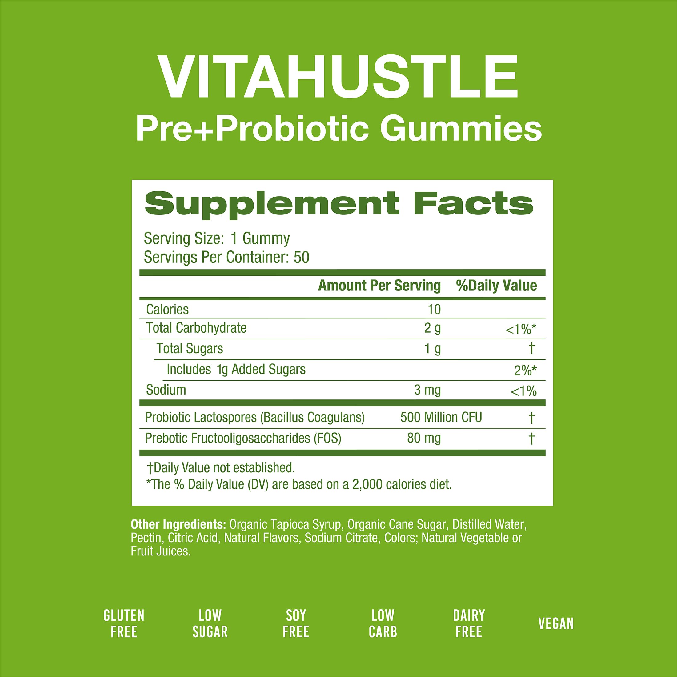 VitaHustle Probiotic Gummies + Prebiotics by Kevin Hart with Chicory Root Inulin Fiber - AB Mystery