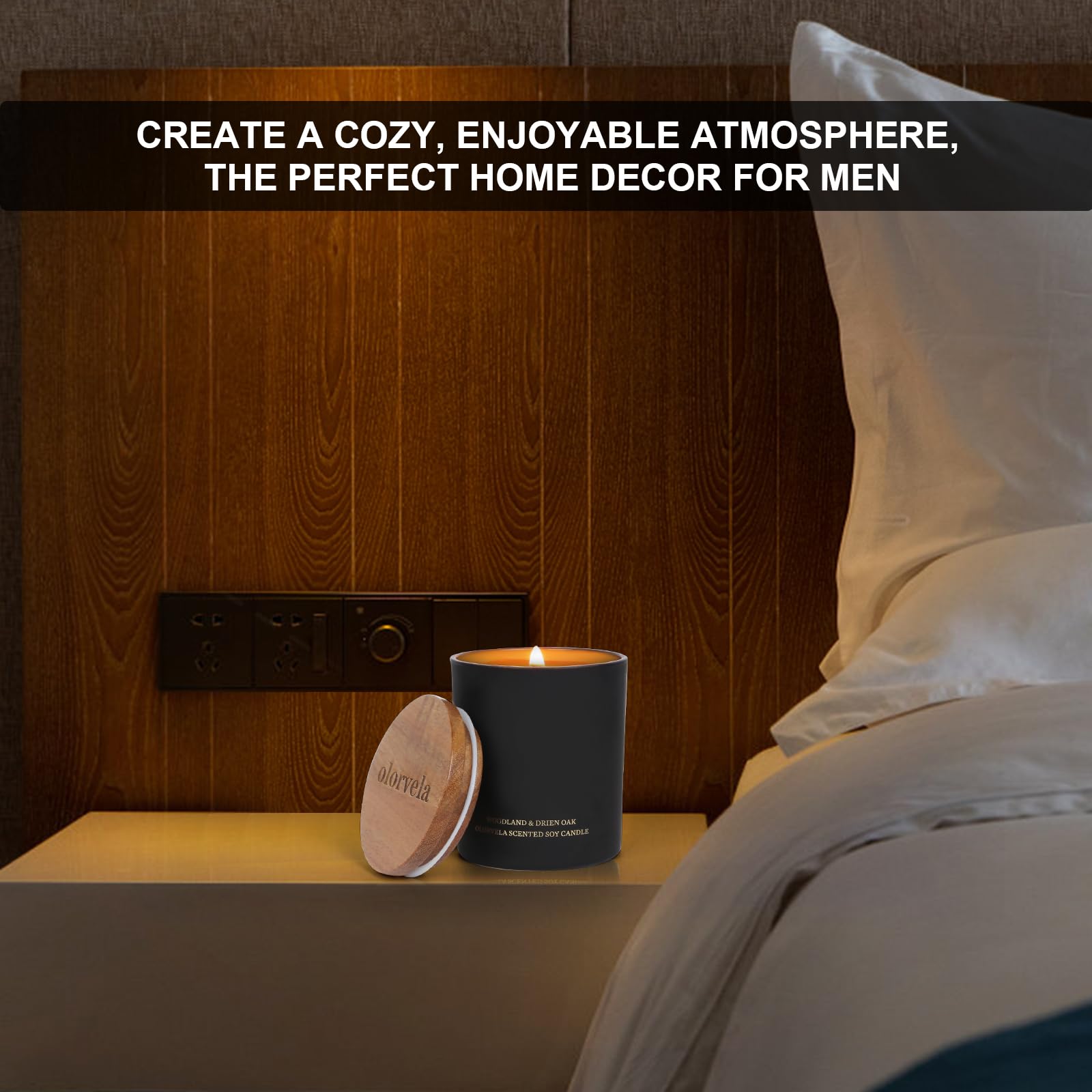 olorvela Candles for Men Wood Wicked Candles for Home Scented Mens Candle Aromatherapy 8oz - AB Mystery