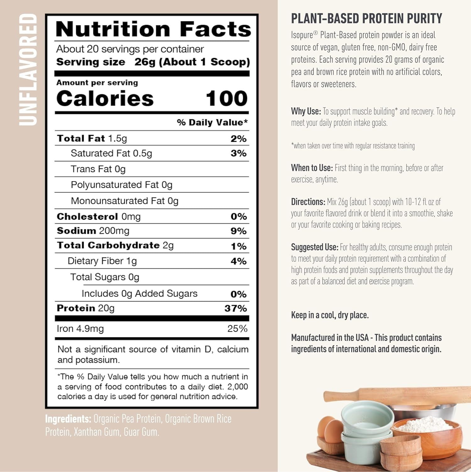 Bundle of Isopure Unflavored Organic Vegan Pea Protein Powder, Dairy Free with Amino - AB Mystery