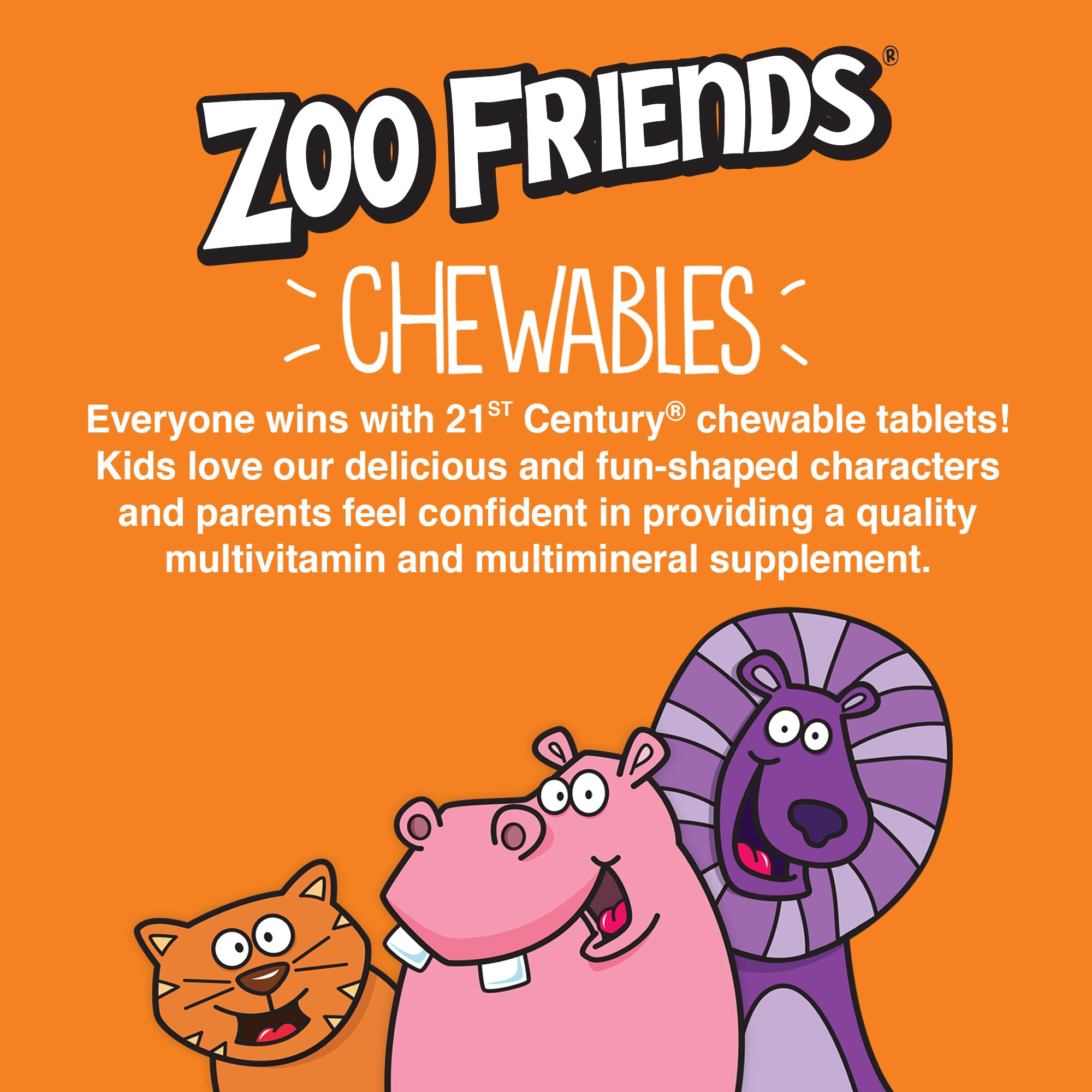 21st Century Zoo Friends with Extra C Chewable Tablets, 60 Count - AB Mystery