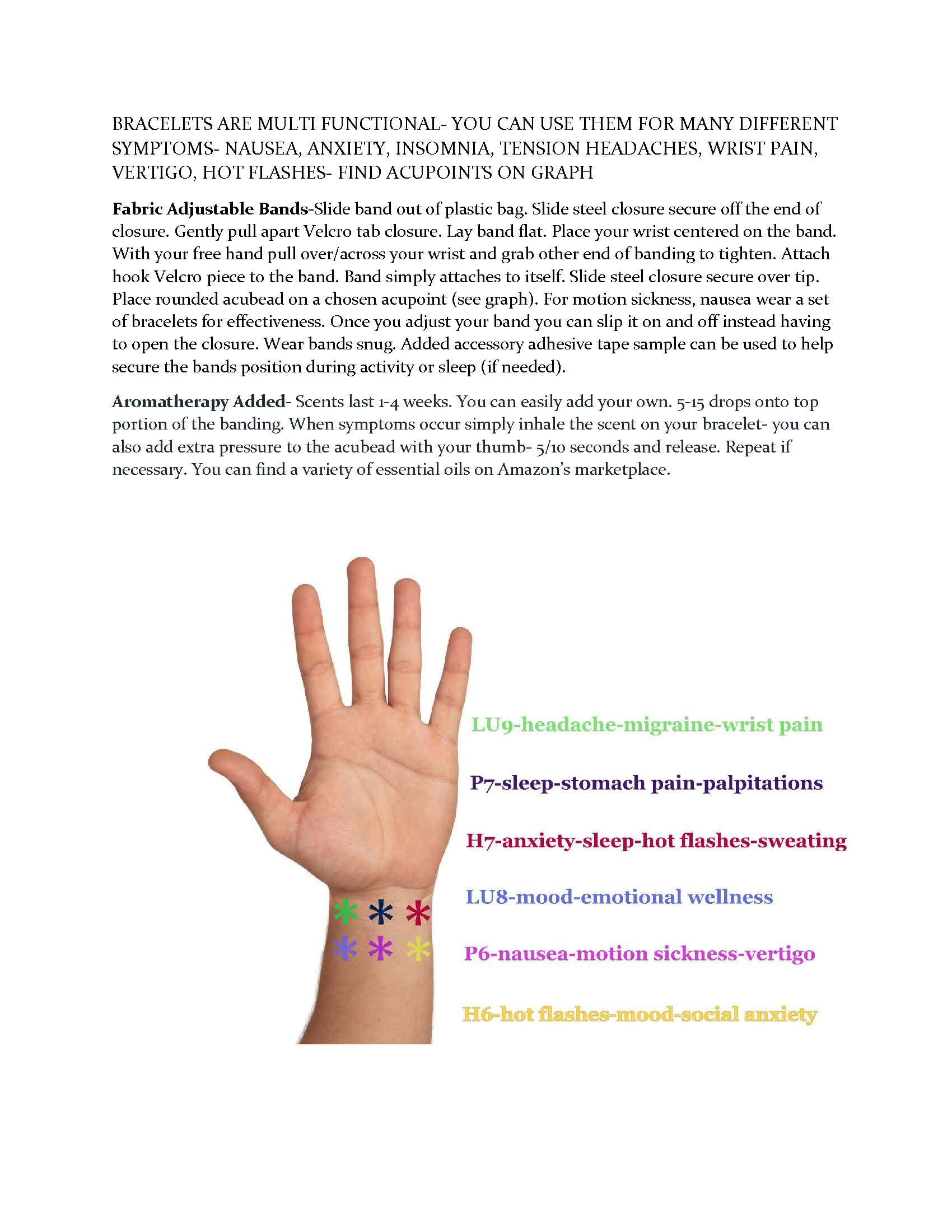 Menopause Multi Symptom Relief Bracelet-Clary Sage Scented Adjustable Acupressure Band- Reduces Hot - AB Mystery