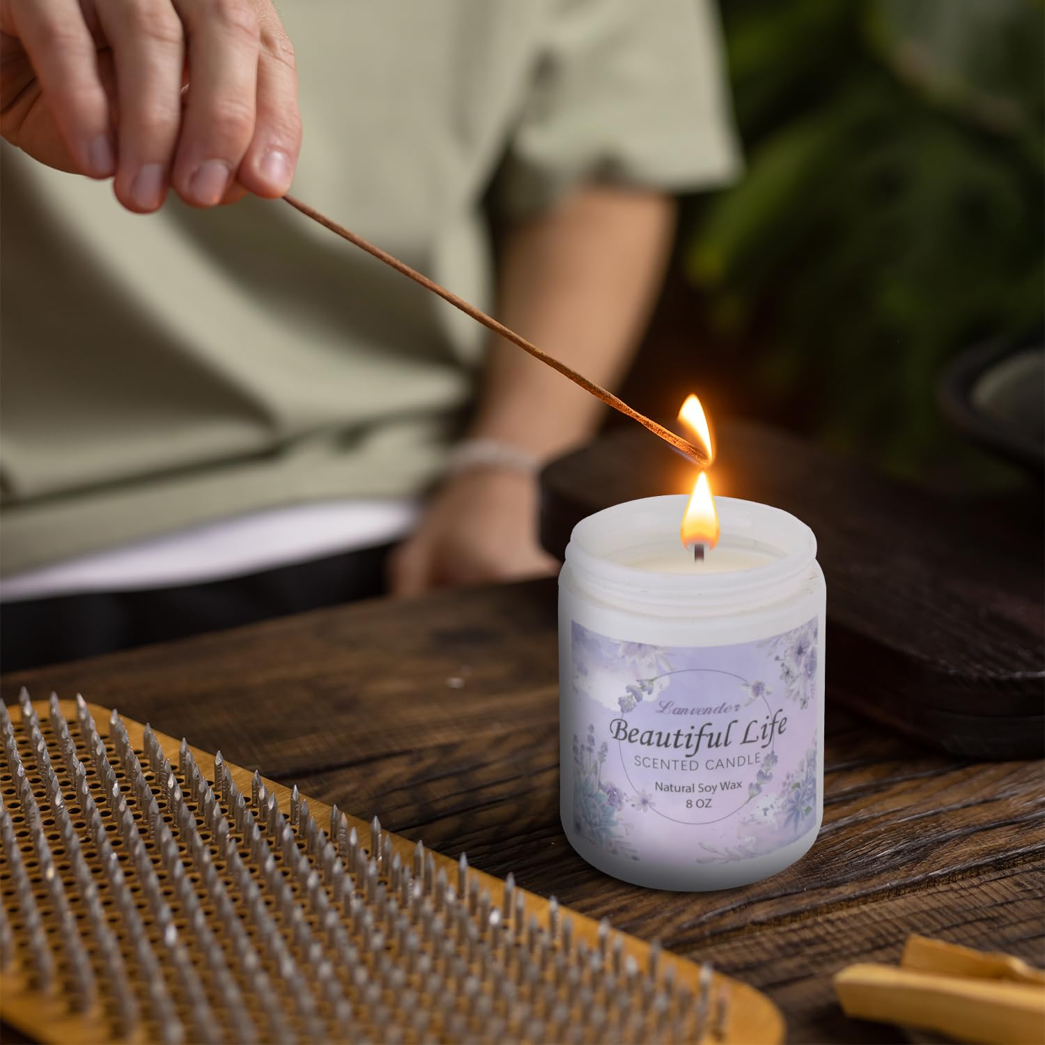 AMIDONSO Lavender Candles for Home Scented,8 oz Aromatherapy Candles Gift,45 Hour Long - AB Mystery