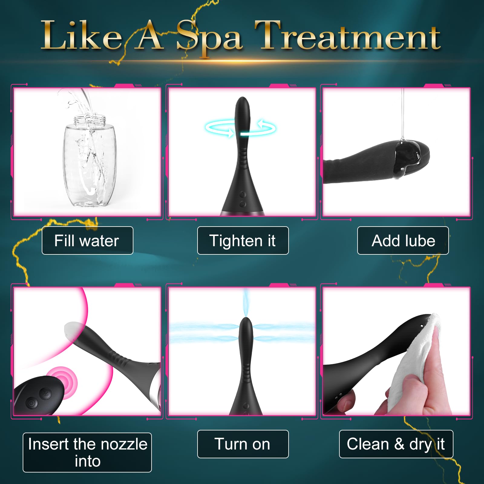 15oz Electric Enema Bulb -Remote Anal Douche, 3 Enema Speeds,Bendable Enema Douche - AB Mystery