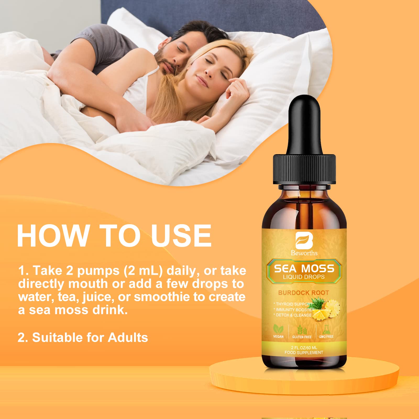 B BEWORTHS Sea Moss Liquid Drops - Organic Irish Sea Moss Gel with Burdock Root - AB Mystery