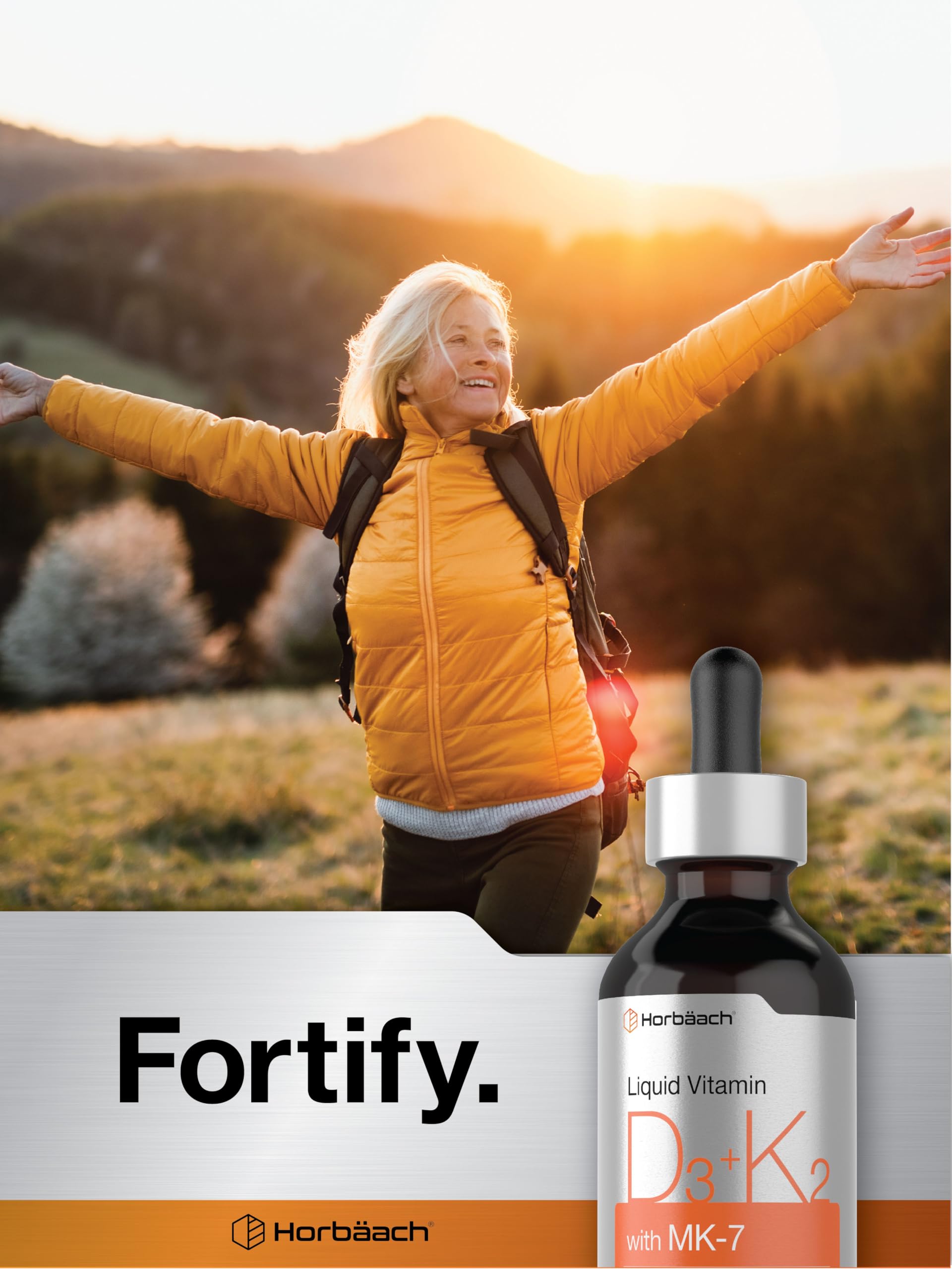 Horbäach Vitamin D3 + K2 Liquid Drops | with MK7 | 2 Fl Oz | Vegetarian | Non-GMO - AB Mystery