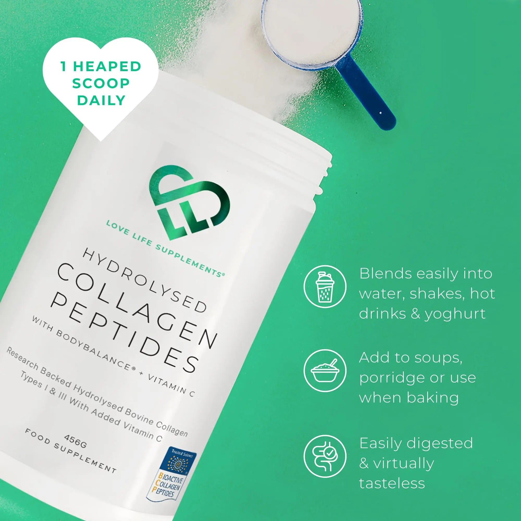 BODYBALANCE® Collagen Powder by LLS - Hydrolysed Bovine Collagen Peptides Types 1 & 3 with Vitamin C - Joint, Ligament - AB Mystery