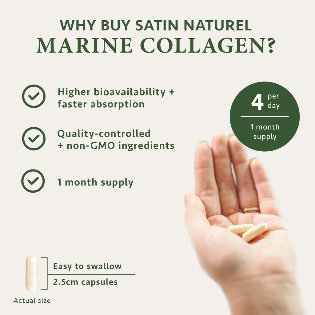Marine Collagen Capsules with Hyaluronic Acid + Vitamin C 2400mg - High Strength Collagen SatinNaturel
