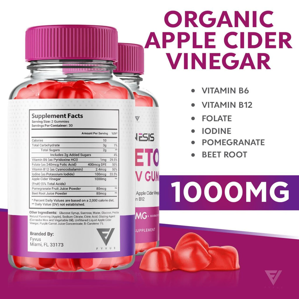 (2 Pack) Genesis Keto ACV Gummies, Genesis Keto Diet Supplement - Genesis Keto Gummies