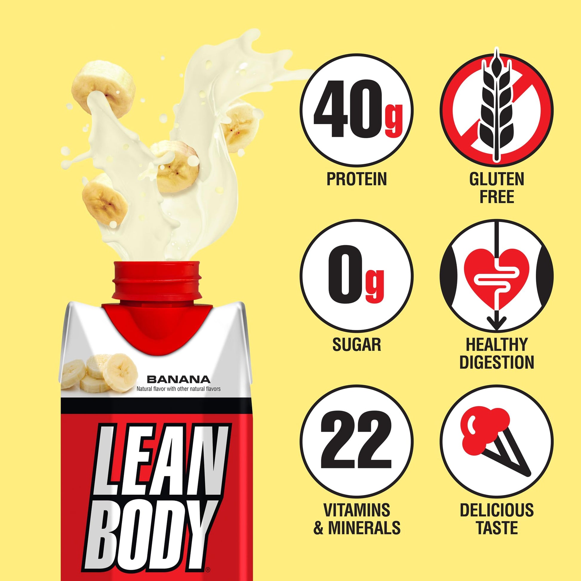 Lean Body Ready-to-Drink Banana Protein Shake, 40g Protein, Whey Blend, 0 Sugar - AB Mystery