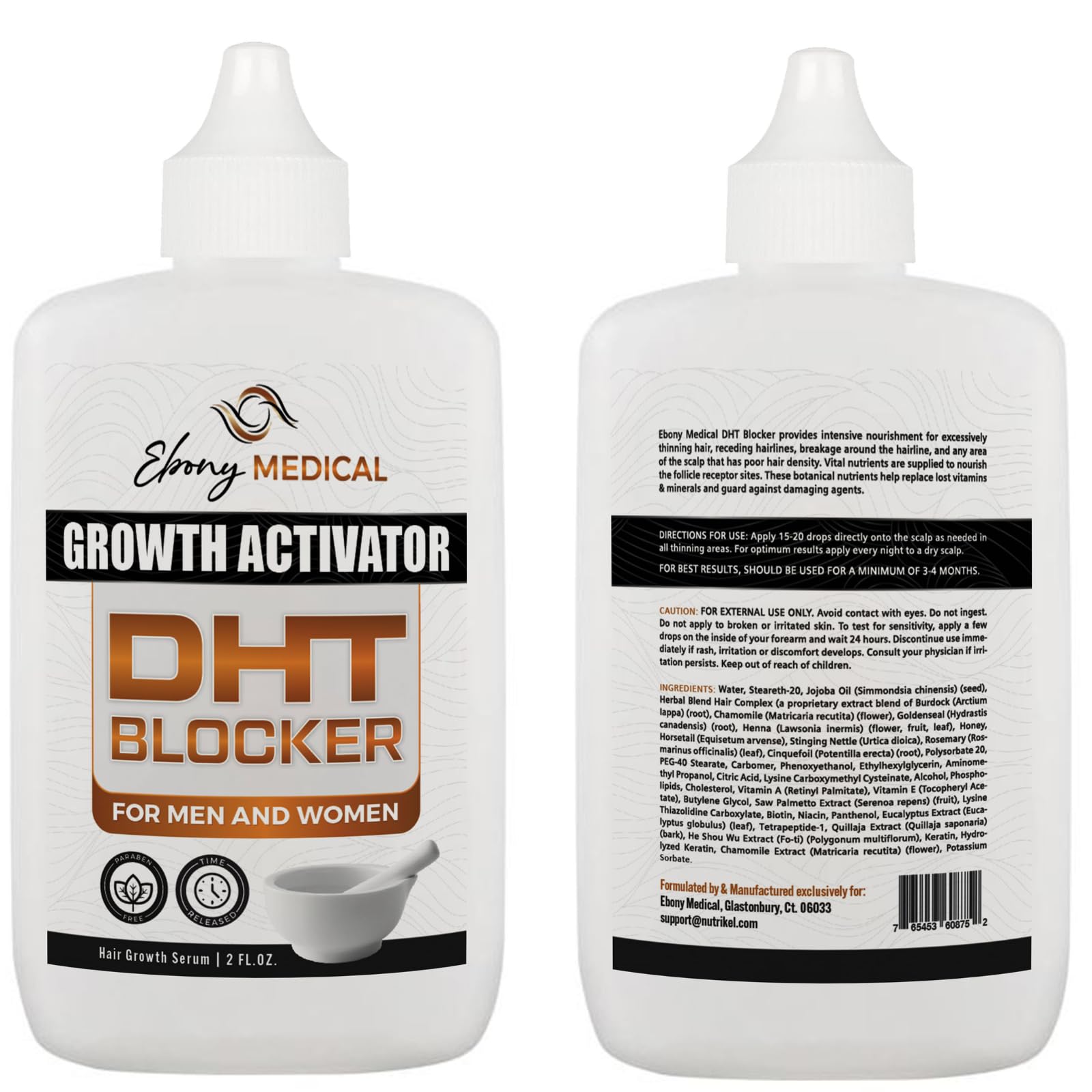 Ebony Medicals DHT Blocker Hair Growth Serum - Hair Loss Supplement, Supports Natural Regrowth - AB Mystery