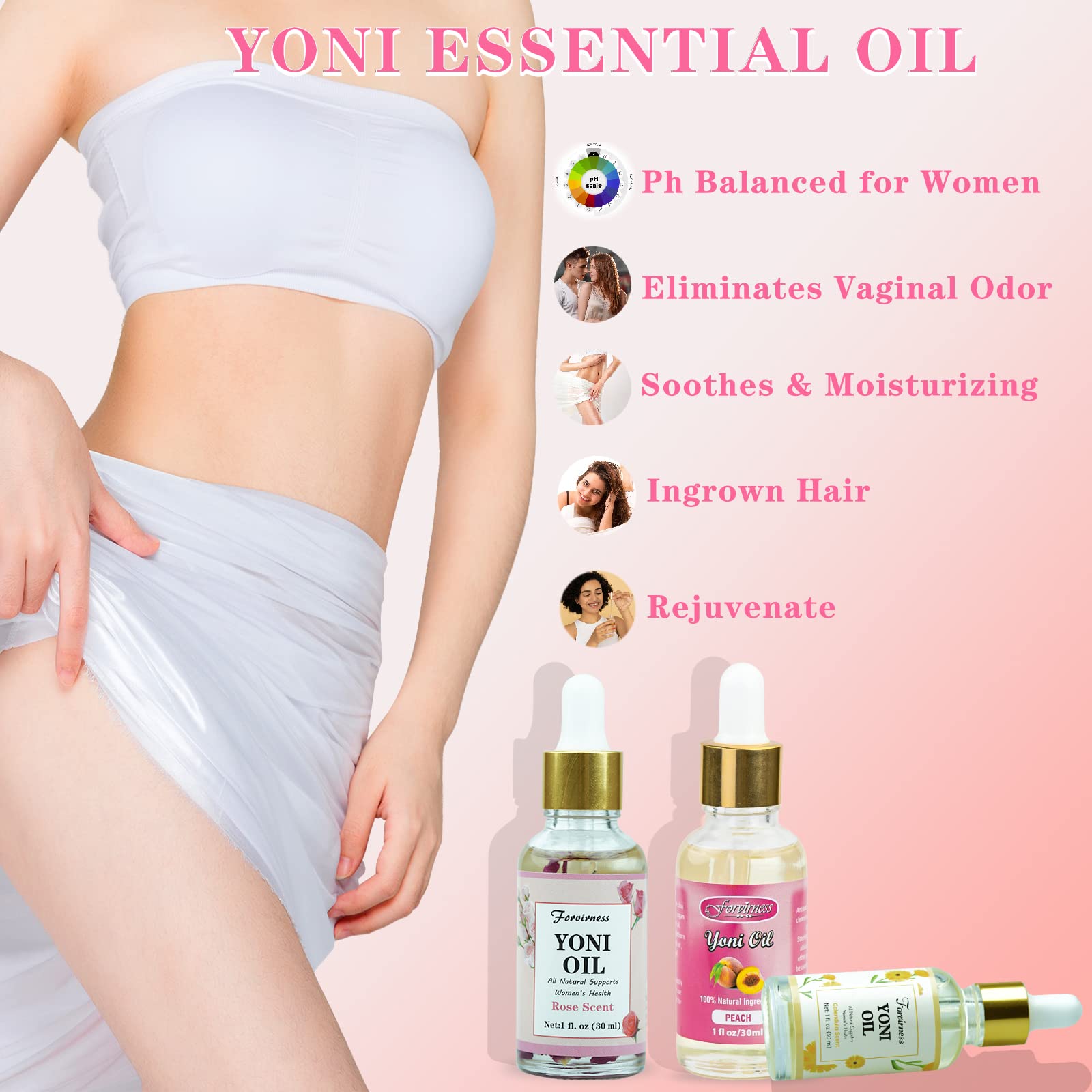 3 Packs Natural Yoni Oil Feminine Wash Ph Balanced for Women, Eliminates Vaginal Odor - AB Mystery