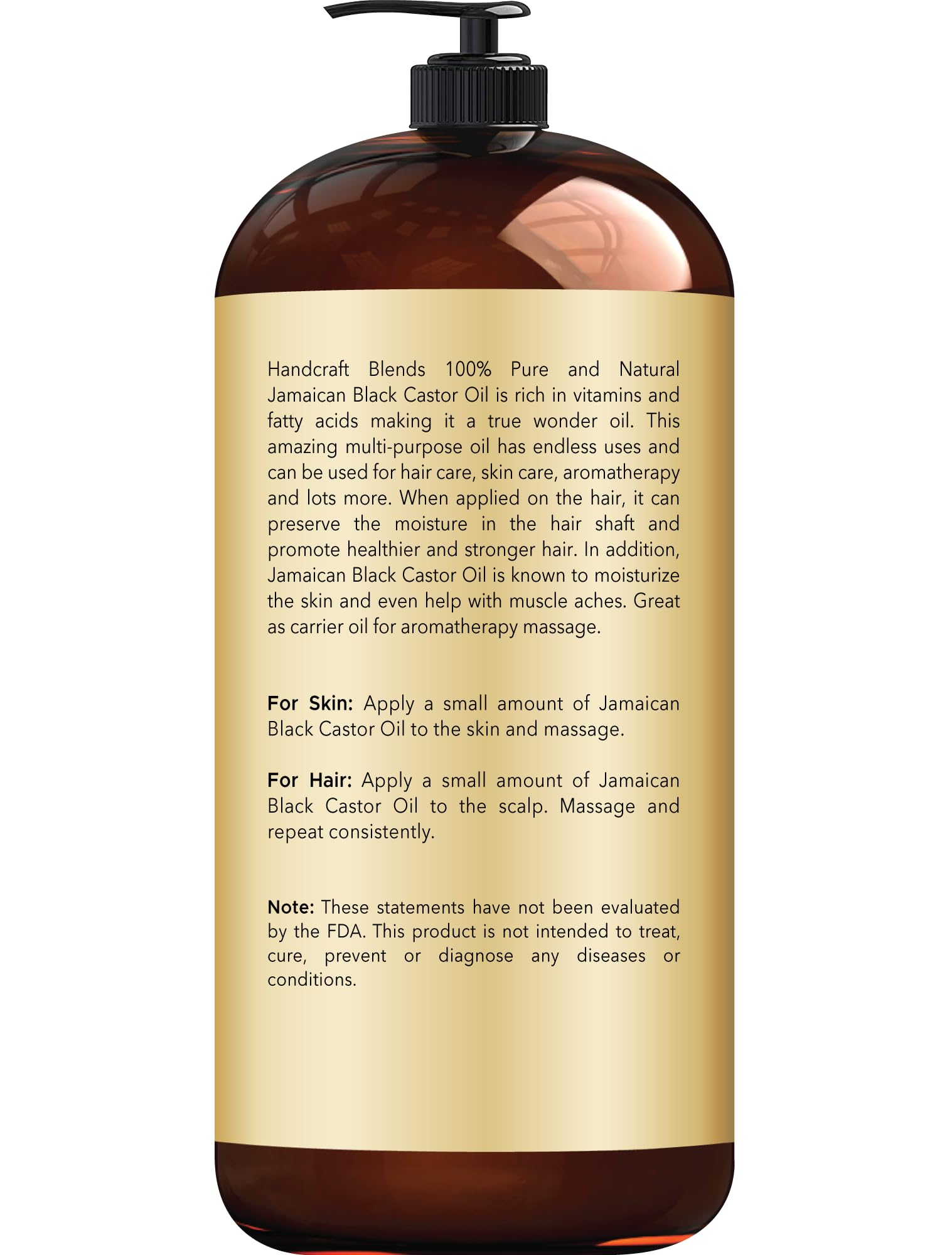 Handcraft Blends Jamaican Black Castor Oil for Hair Growth, Eyelashes and Eyebrows - AB Mystery