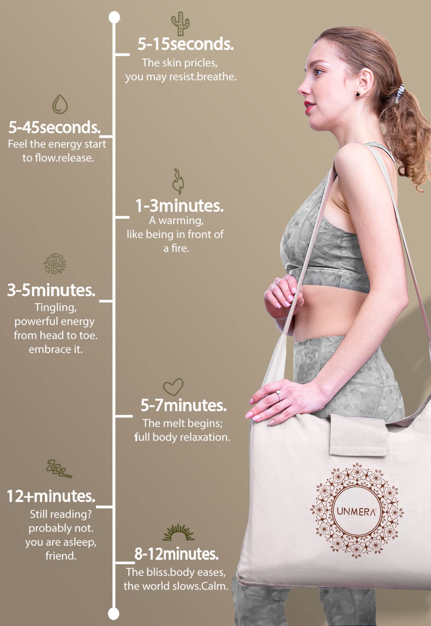 UNMERA Acupressure Mat and Pillow Set,Natural Premium Linen & Coconut Fiber Filling - AB Mystery