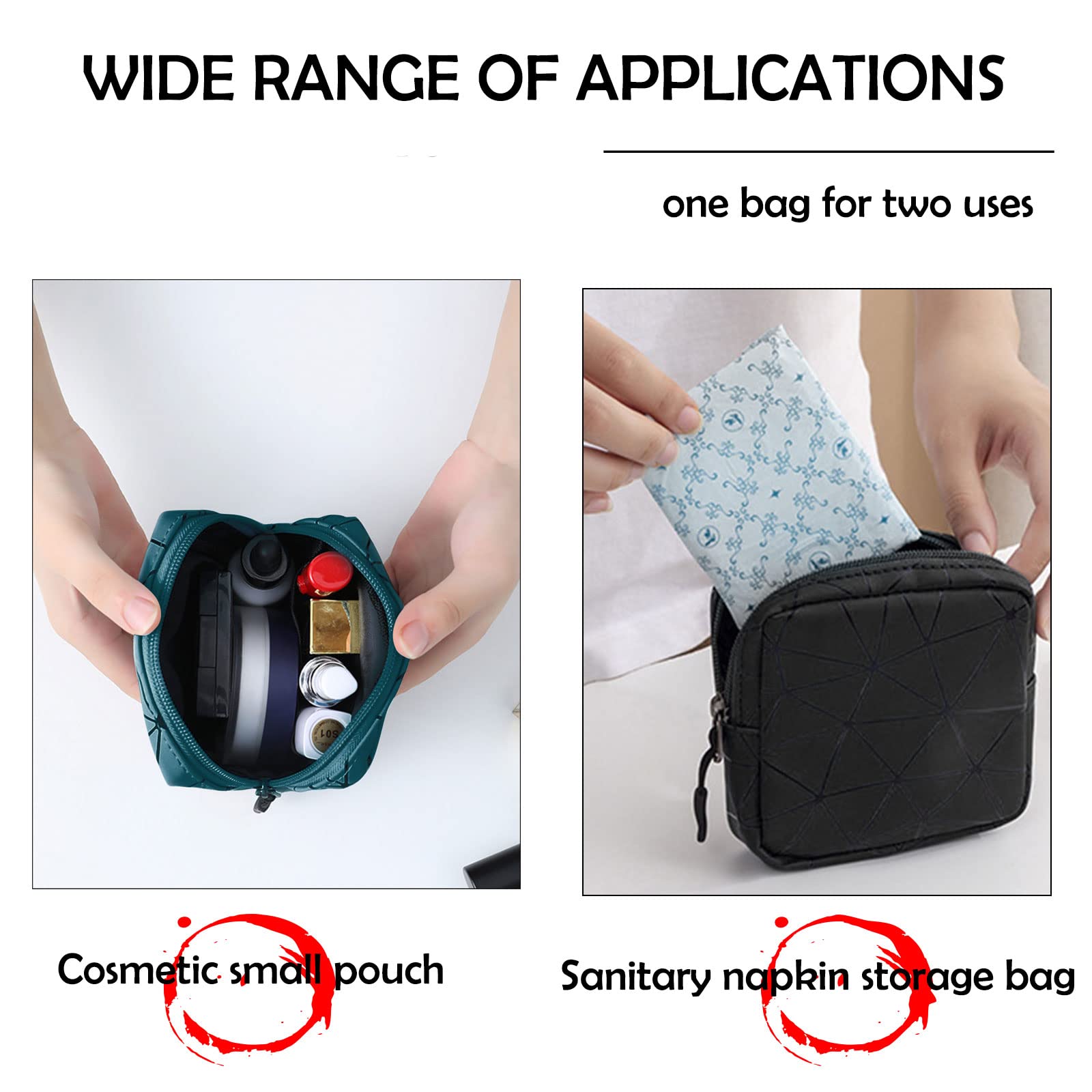CCLEOOCOO Sanitary Napkin Storage Bag,Leather Waterproof Feminine First Period Bag with Zipper - AB Mystery