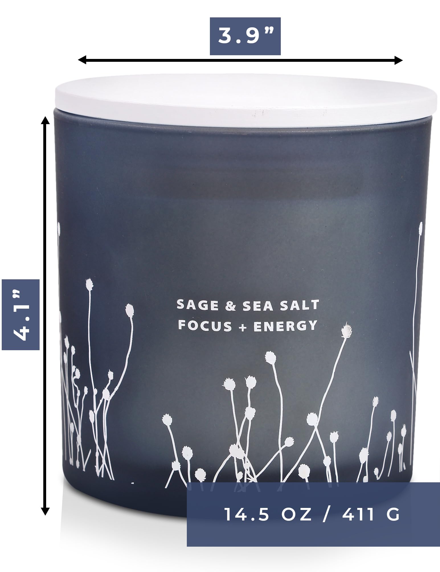 White Sage Sea Salt 3 Wick Candle 14.5 oz | Sage Candles for Cleansing House | Large Soy Candles - AB Mystery