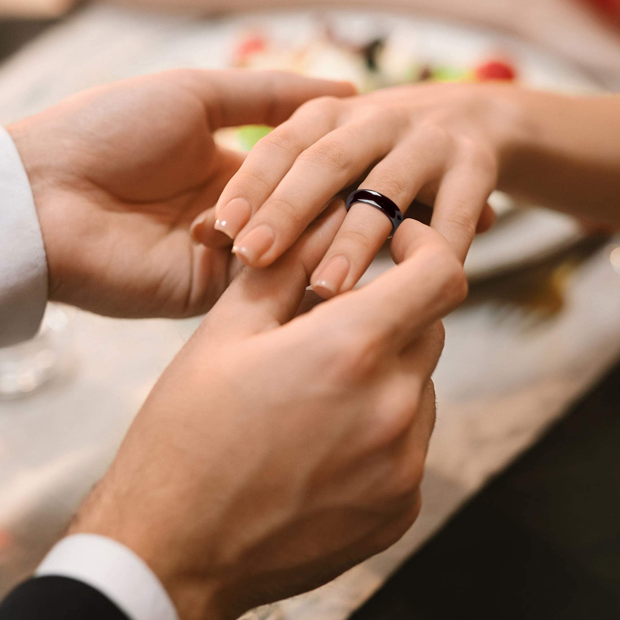 2PCS Genuine Hematite Ring for Women Men Unisex, Black Hematite Stone Ring Anxiety Balance - AB Mystery