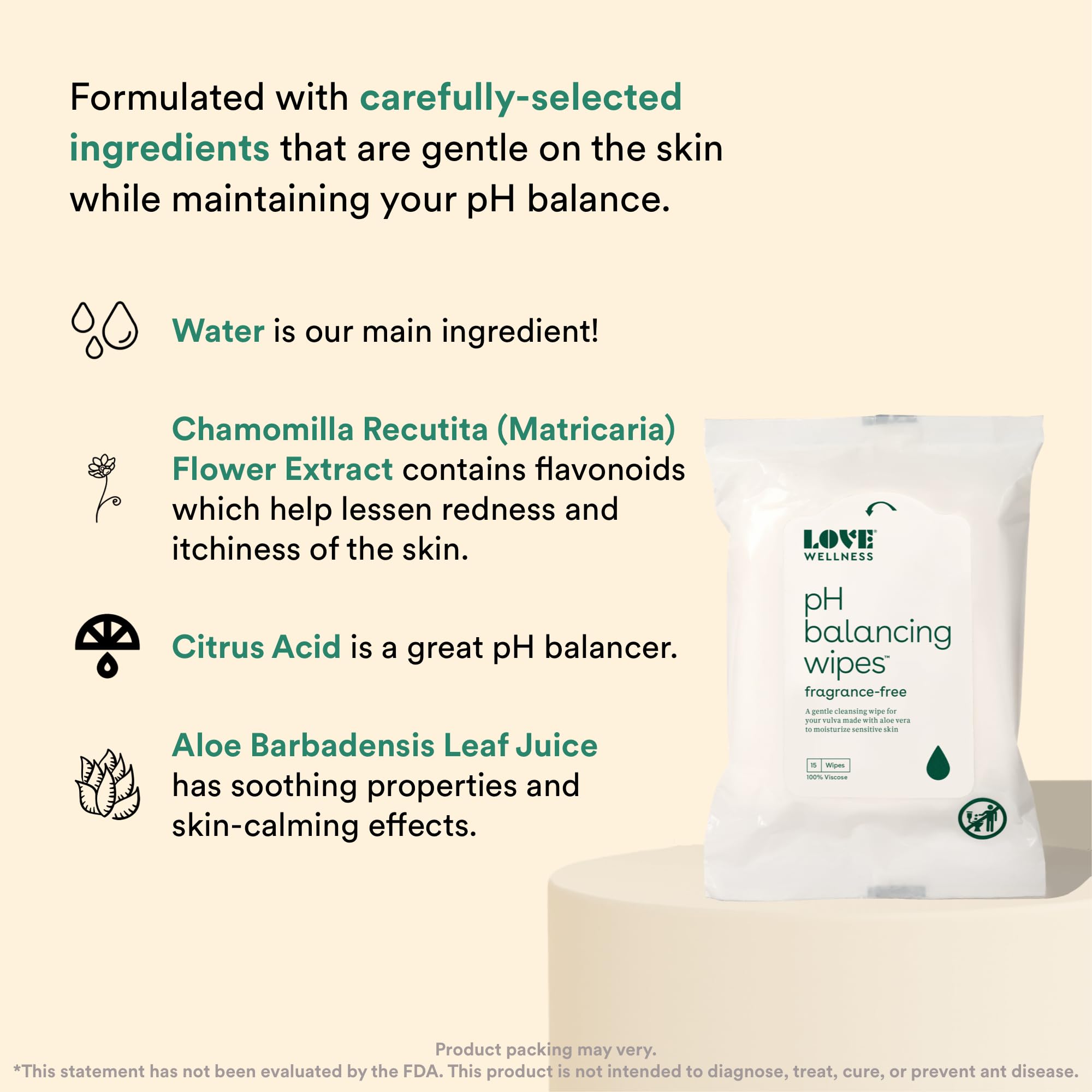 Love Wellness pH Balancing Wipes for Women | Feminine Hygiene for Cleansing with Aloe Vera - AB Mystery