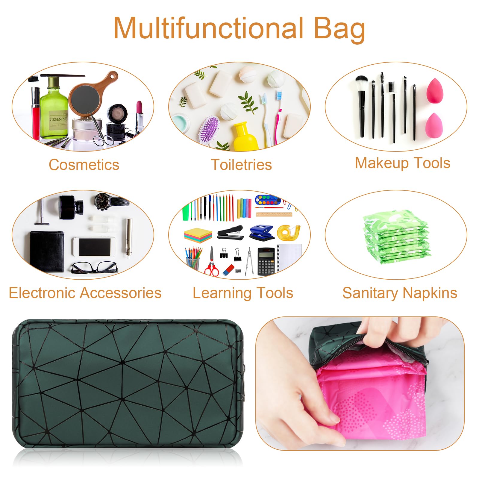 Likesing Sanitary Napkin Storage Bag, Leather First Period Kit for Girls 9-12, Portable Tampon Menstrual - AB Mystery