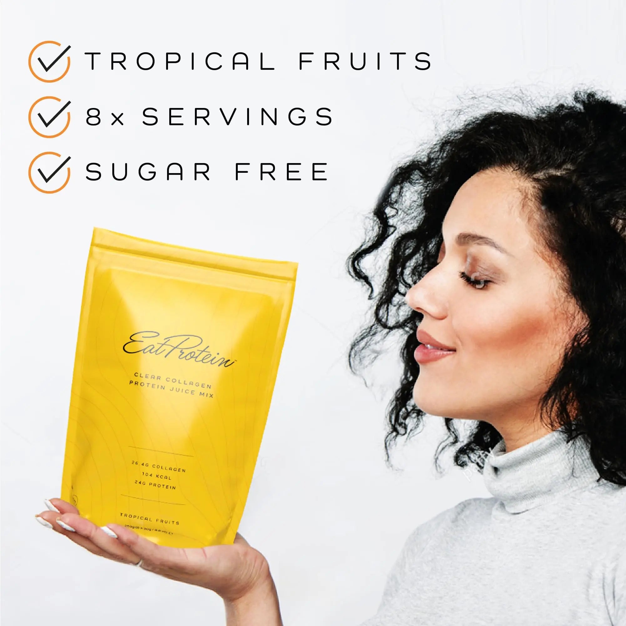 EatProtein Tropical Fruits Collagen Protein Juice Drink Mix | 24g Protein | 26.4g Collagen | 8X Servings - AB Mystery