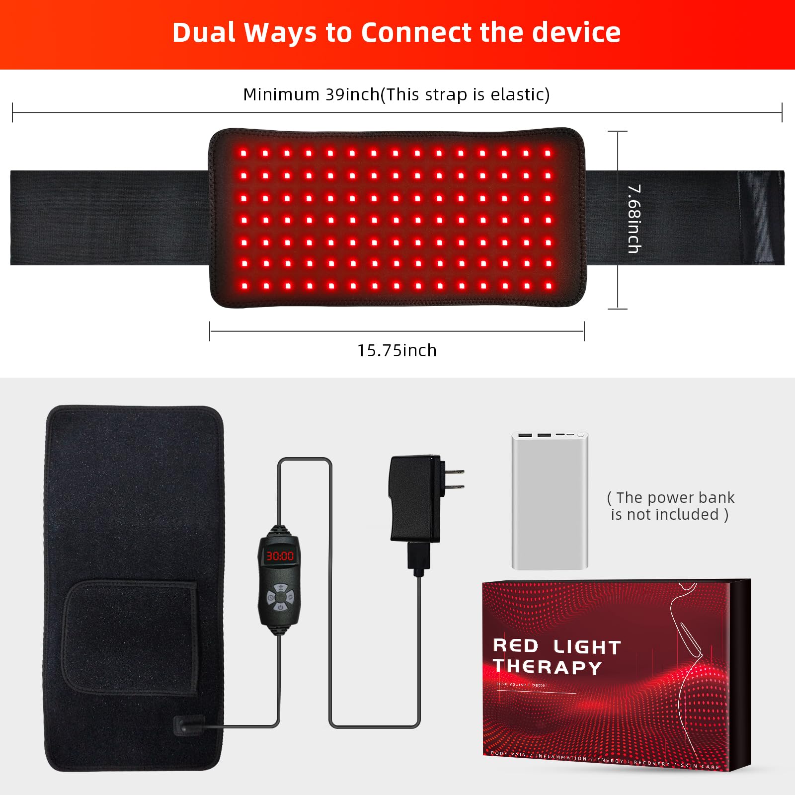 Red Light Therapy Infrared Light Therapy Heating Wrap Belt for Body Back Knee Shoulder Waist Muscle Pain - AB Mystery