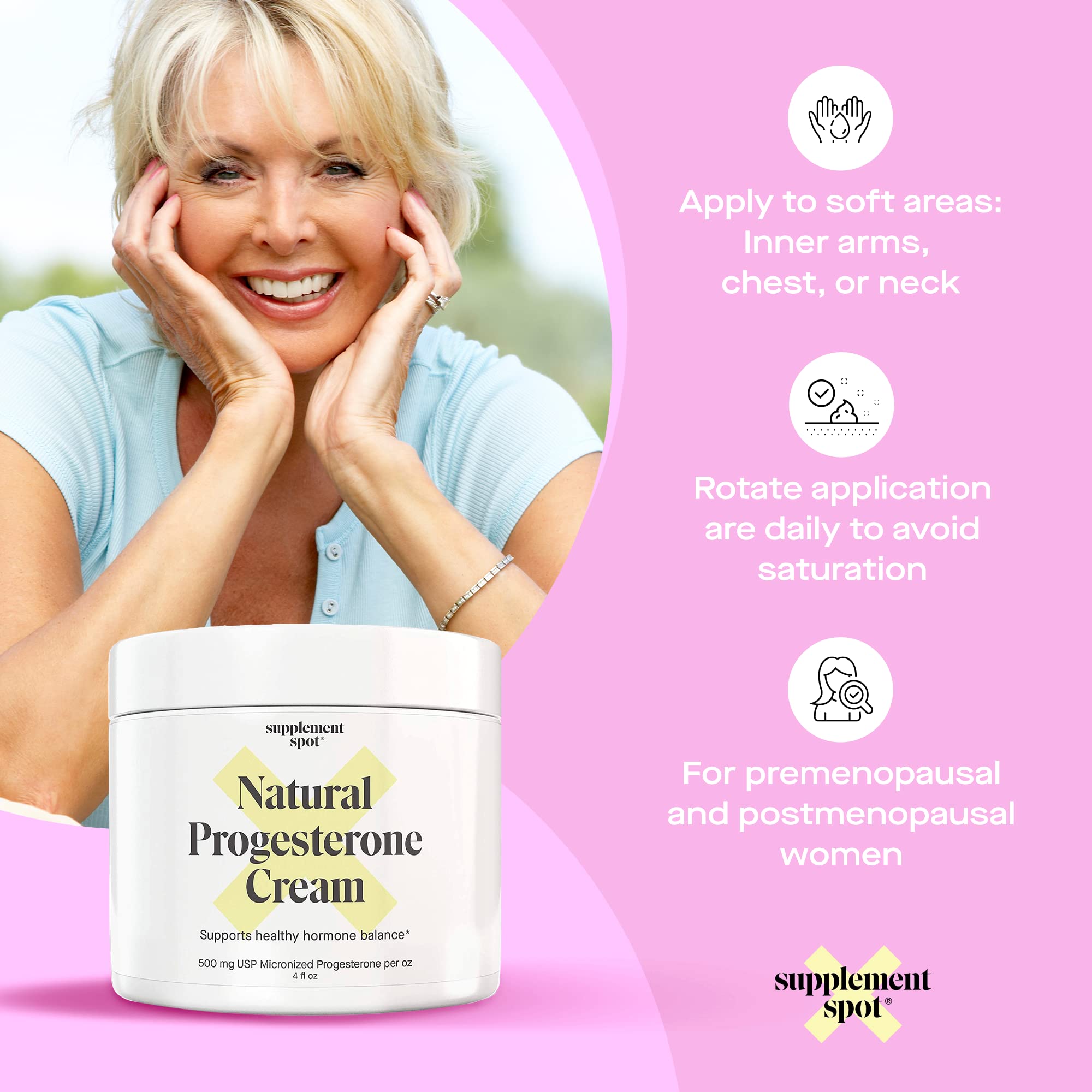 Supplement Spot Natural Progesterone Cream for Women – Micronized Bioidentical Progesterone Cream - AB Mystery
