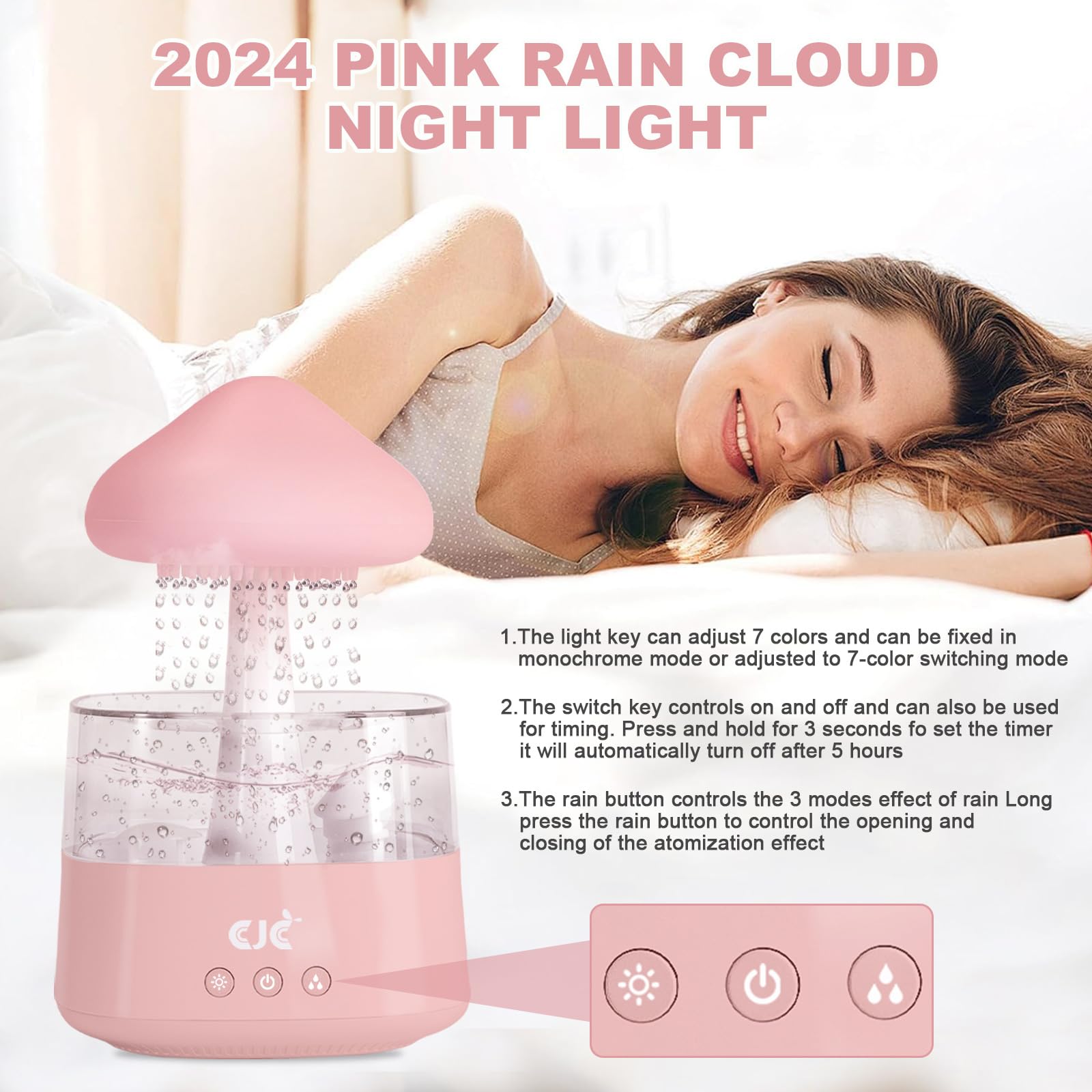 Humidifiers for Bedroom, 7 Color-Changing Led Night Lights, Aromatherapy Essential Oil - AB Mystery