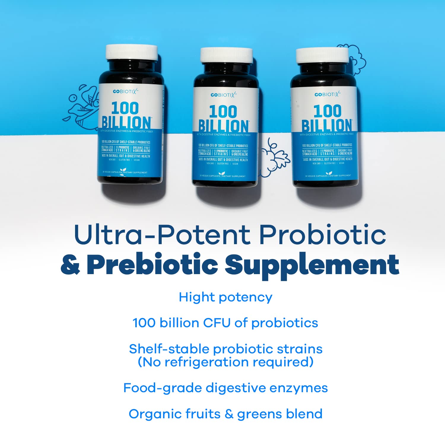100 Billion - Probiotics and Prebiotics Supplement Pills - Digestive Enzymes and Prebiotic - AB Mystery