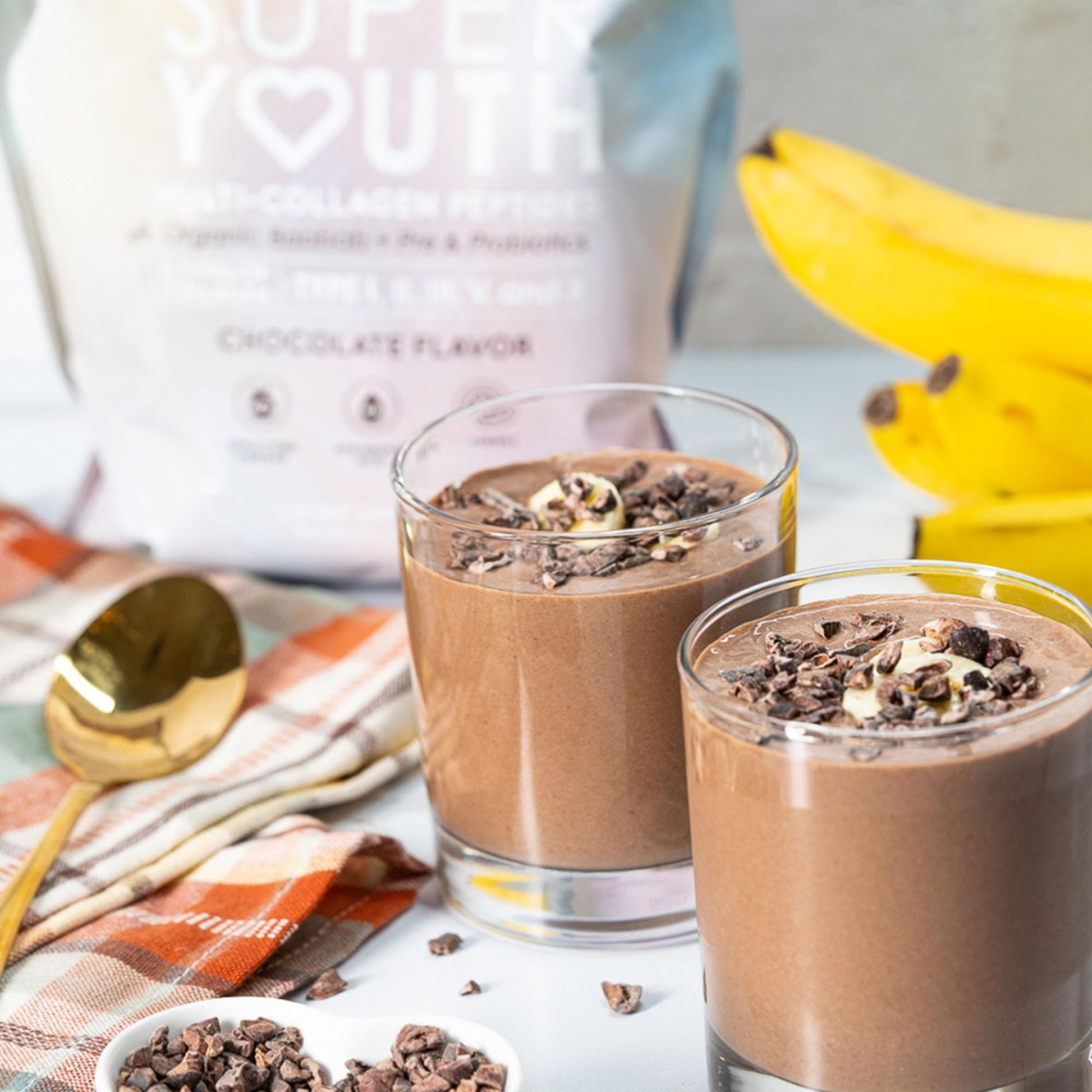 SkinnyFit Super Youth Chocolate Multi-Collagen Peptides + Probiotics, Baobab Fiber - AB Mystery