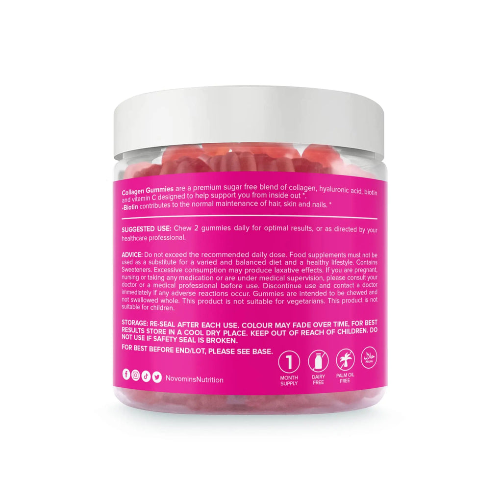 Collagen Gummies - Sugar Free Marine Collagen Gummies - Superior Type 1 Hydrolysed Collagen novomins