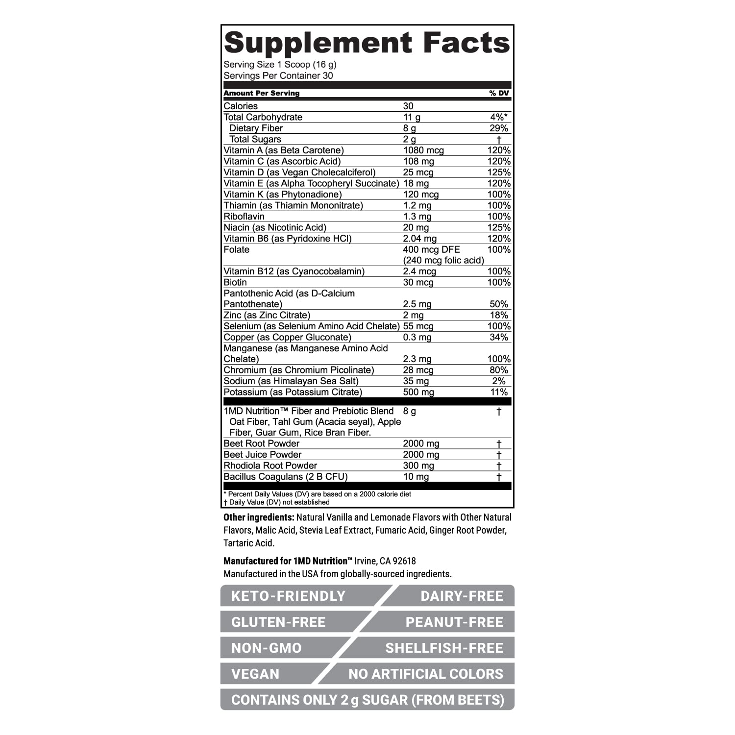 1MD Nutrition CardioFitMD - Vegan Beets Superfood Keto-Friendly Heart Health Powder - AB Mystery