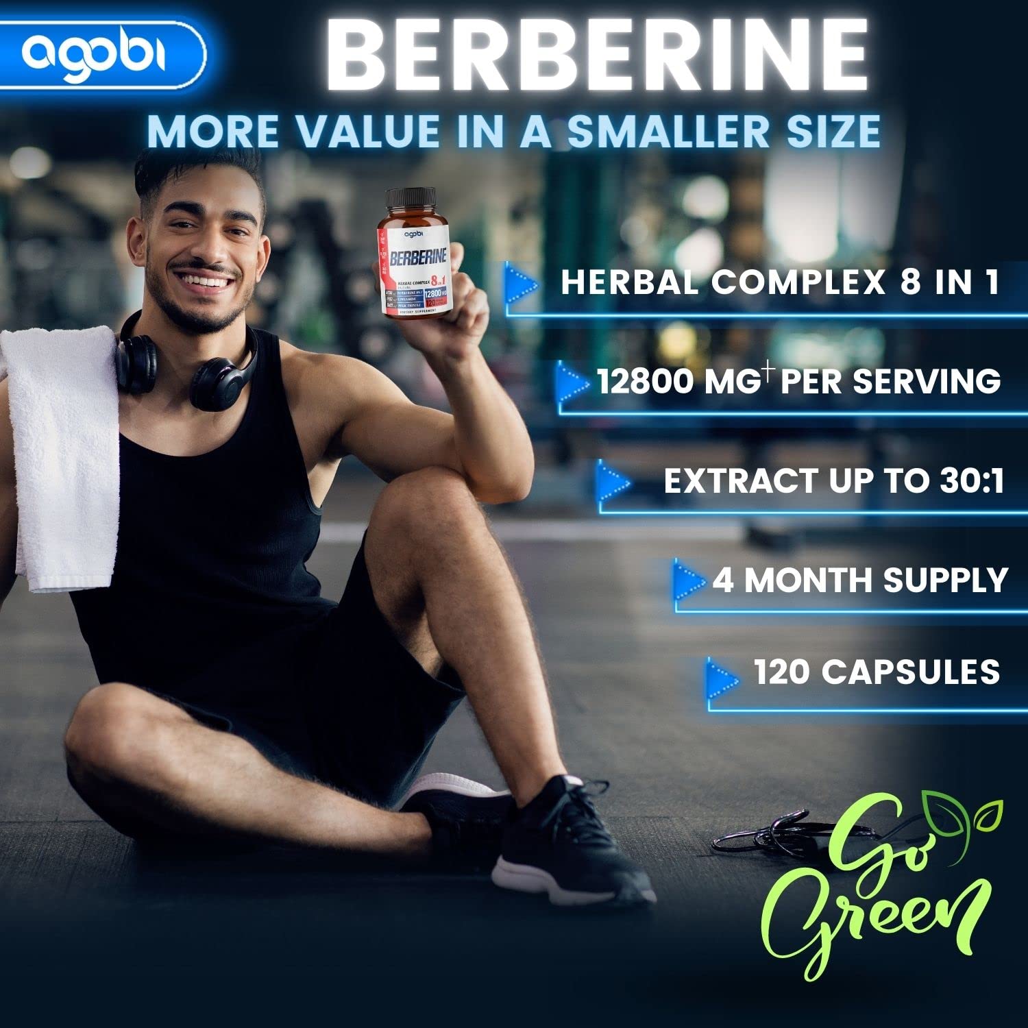 120 Capsules - Berberine Supplement 12800mg with Ceylon, Milk Thistle, Turmeric - AB Mystery