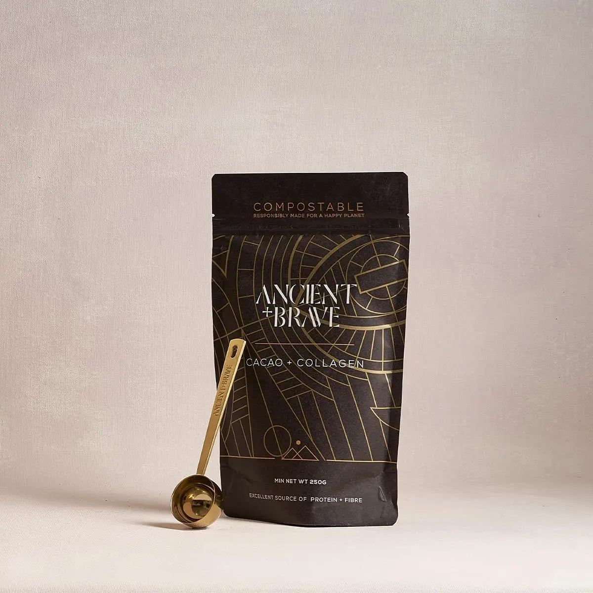 Ancient + Brave - Cacao + Collagen Powder 250g - Peruvian Raw Cacao Hot Chocolate with Grass - AB Mystery