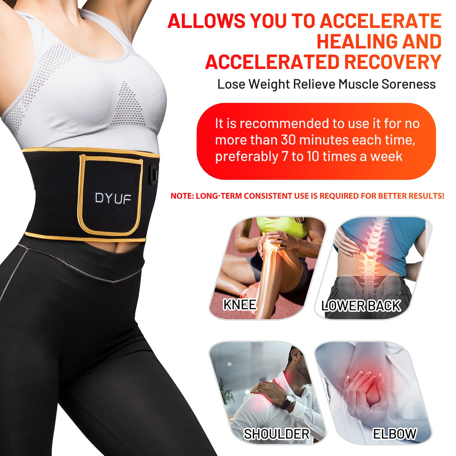 Red Light Therapy Belt DYUF Infrared Light Therapy : Muscle Recovery, Pain Relief, and Healing Device - AB Mystery