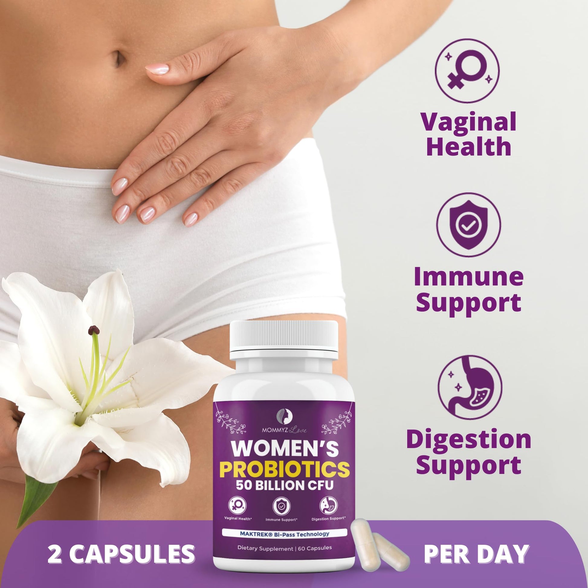 Probiotics for Women Digestive Health + Vaginal Probiotics for Vaginal Odor Control, Balanced PH Levels - AB Mystery