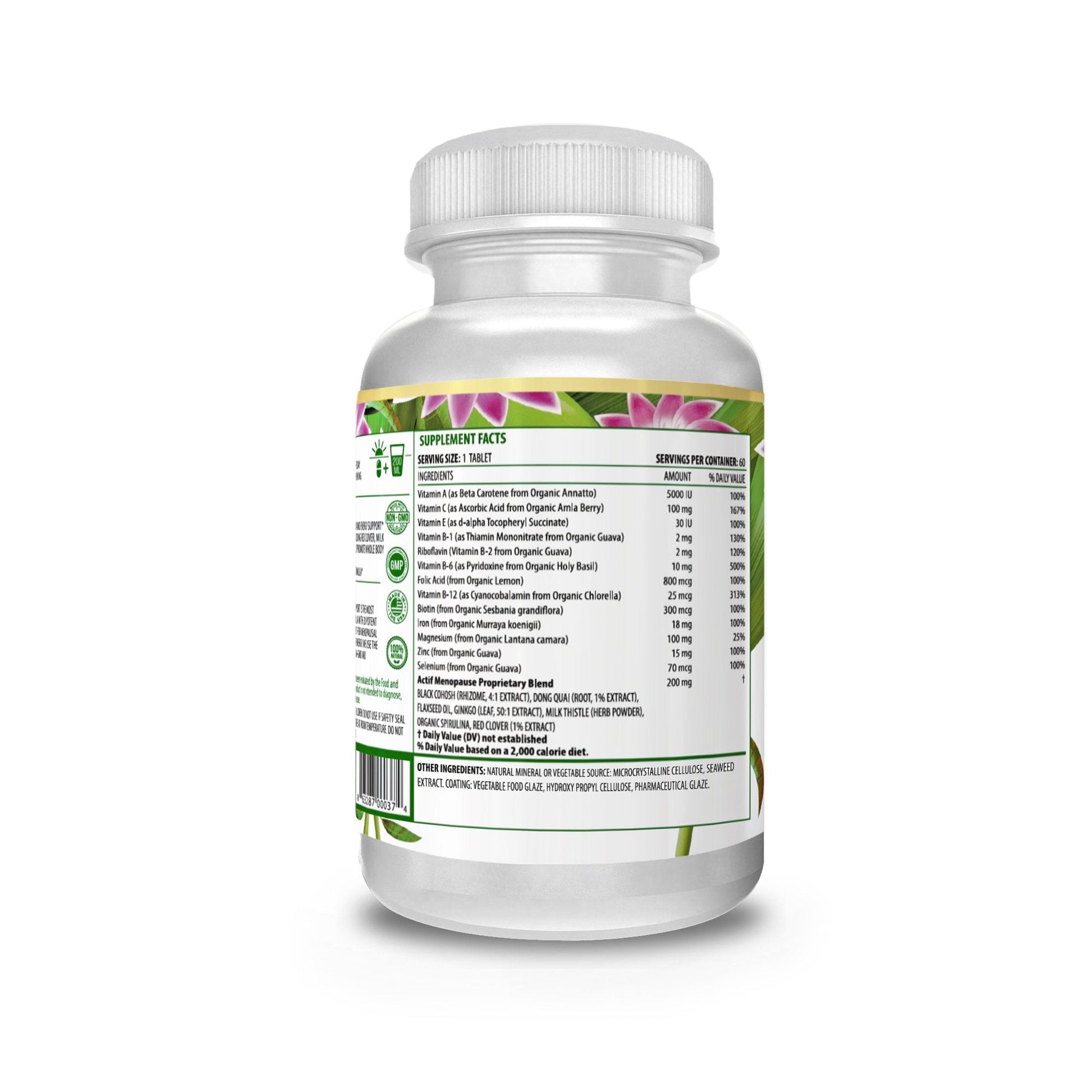 Actif Menopause Advanced Support with 20+ Organic Vitamins and Herbs - Relieves Hot Flashes, Night Sweats - AB Mystery