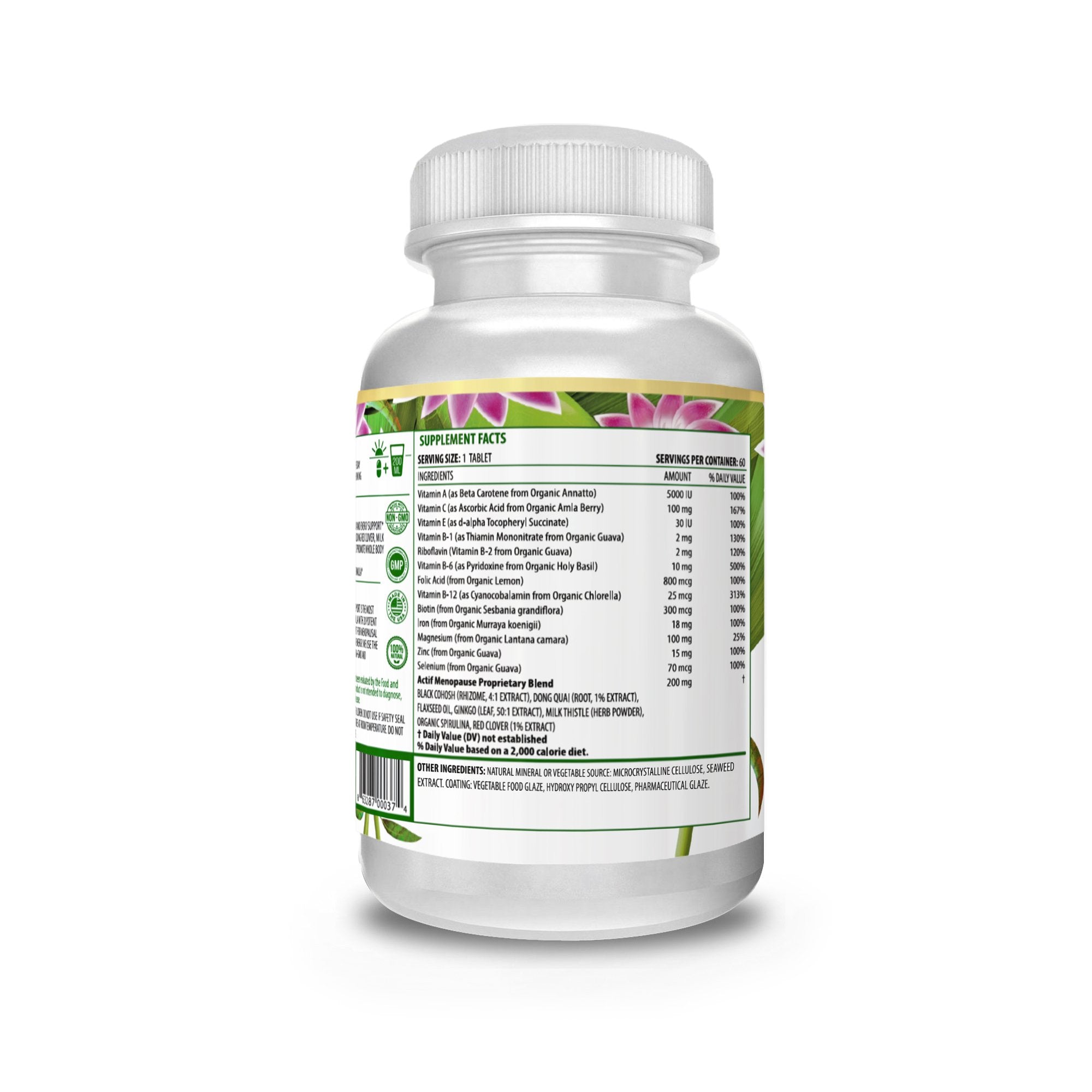 Actif Menopause Advanced Support with 20+ Organic Vitamins and Herbs - Relieves Hot Flashes, Night Sweats - AB Mystery